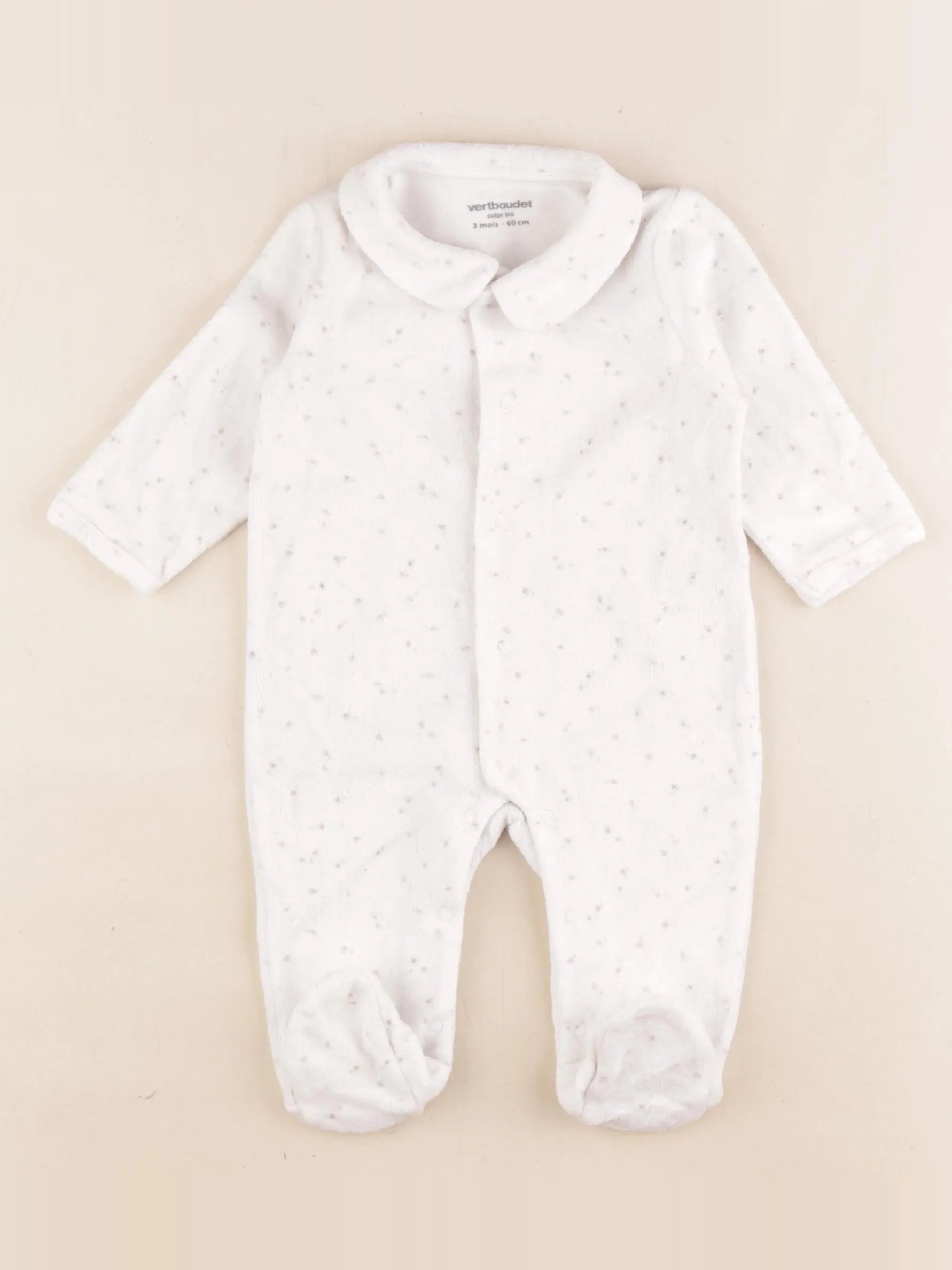 Vertbaudet - pyjama velours blanc - 3 mois