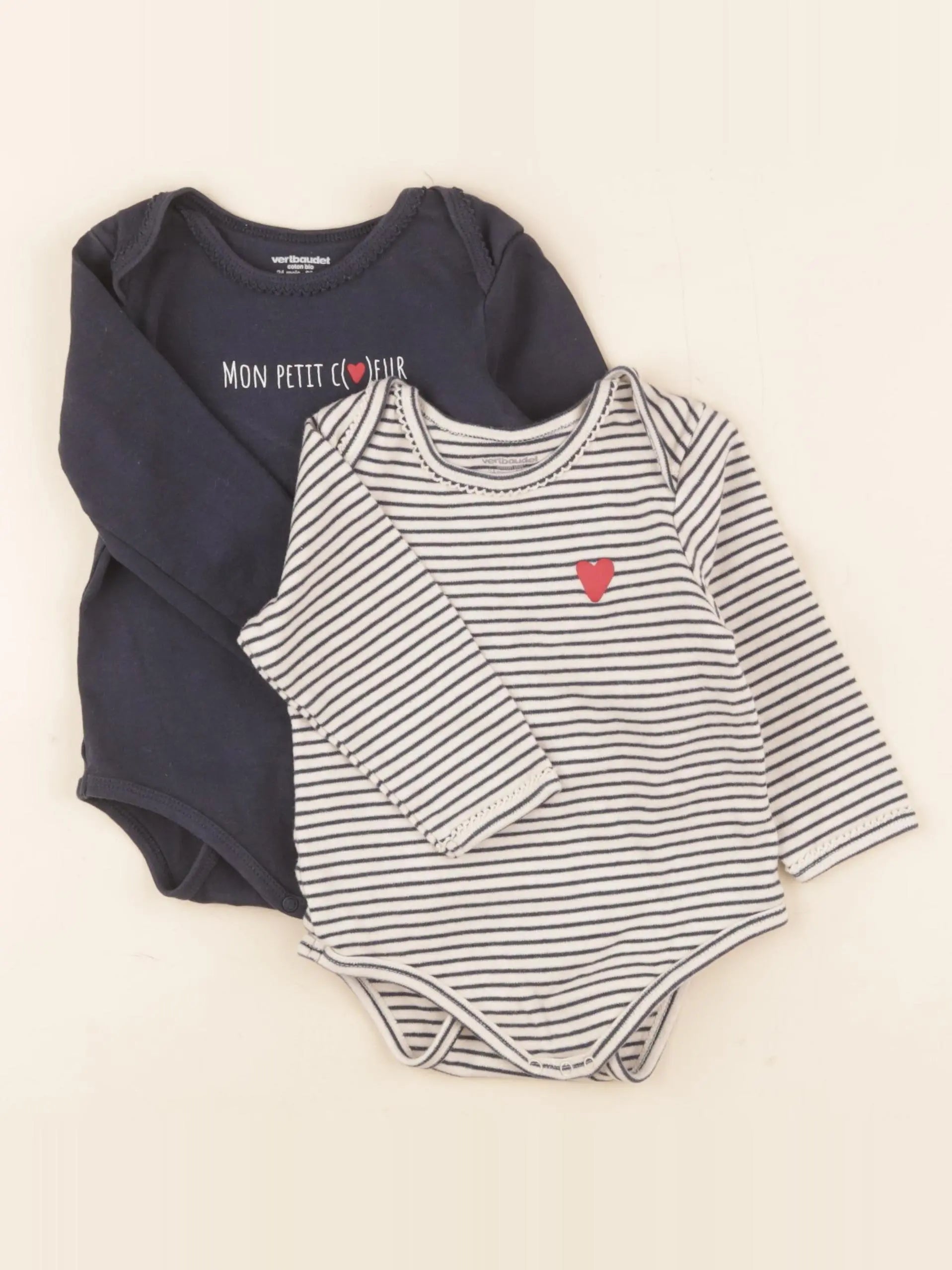 Vertbaudet - lot de 2 bodies en coton multicolore - 24 mois