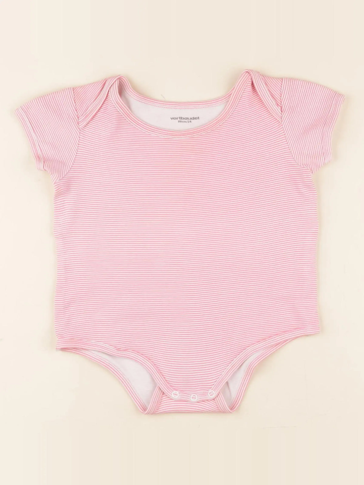 Vertbaudet - body blanc, rose - 2 ans