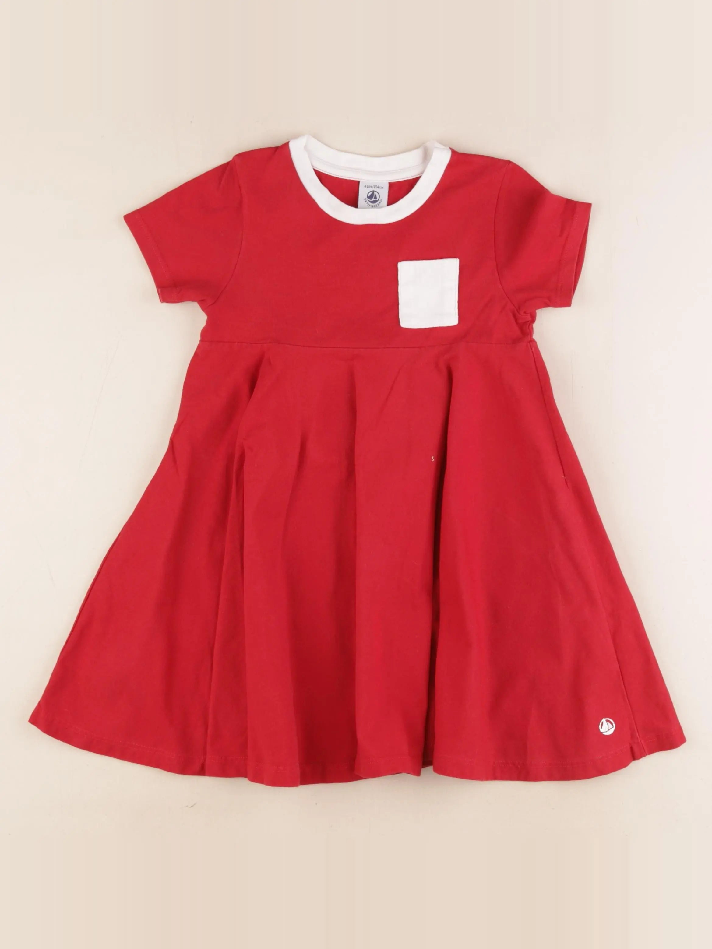 Petit Bateau - robe rouge - 4 ans