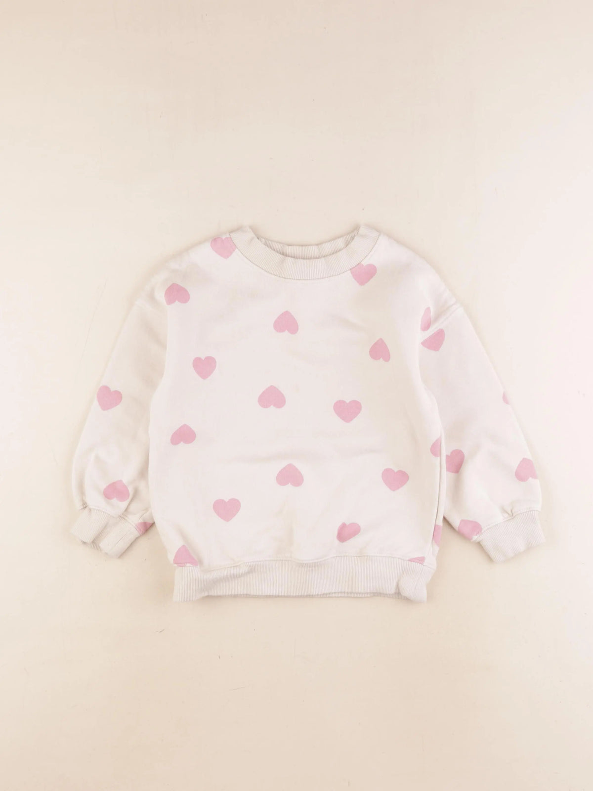 H&M - sweat blanc, rose - 2/4 ans