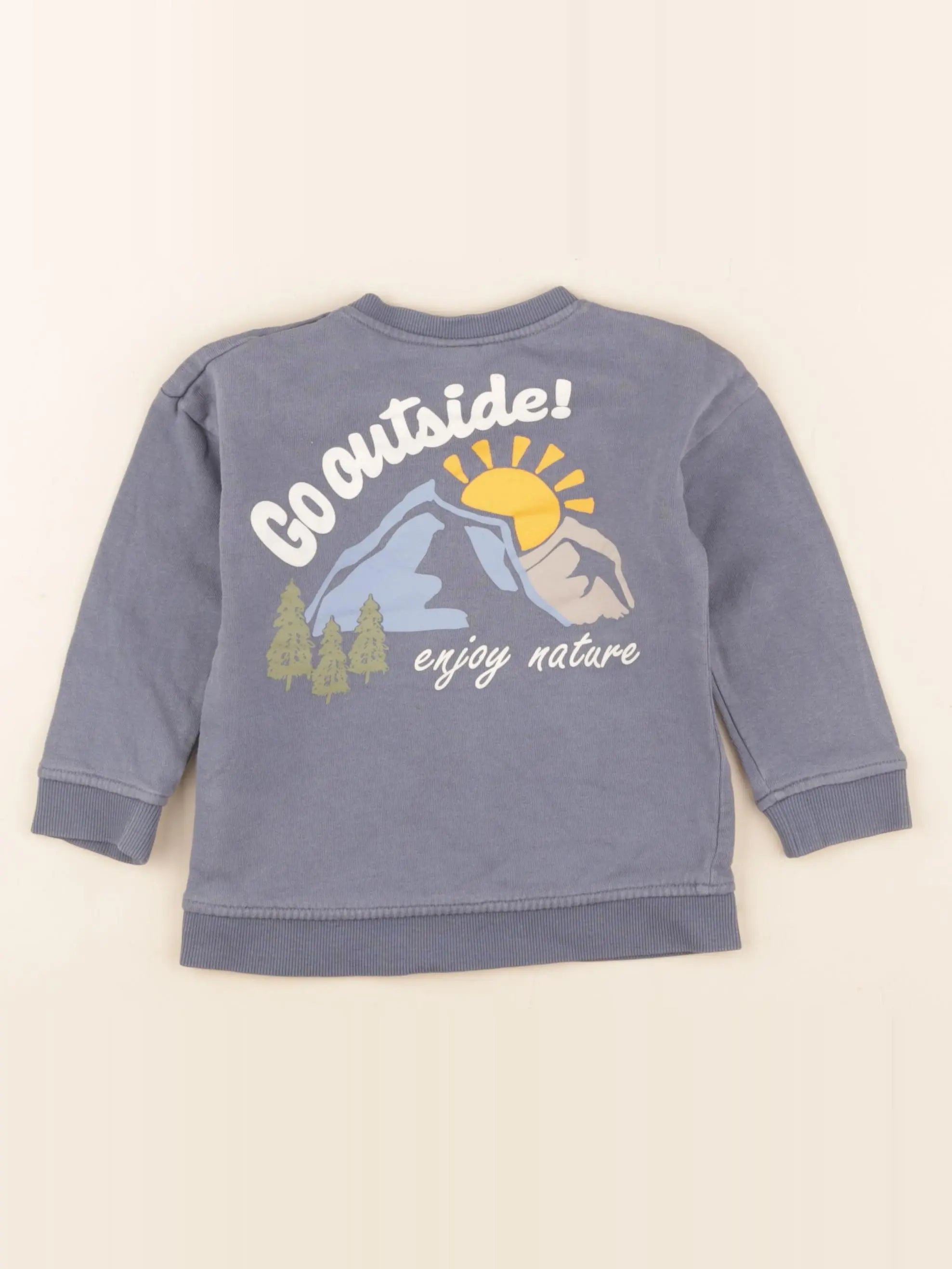 H&M - sweat imprimé au dos bleu - 18/24 mois