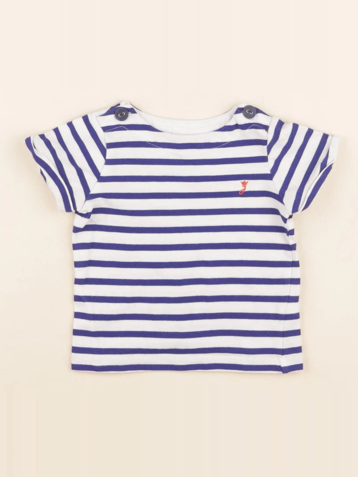 Jacadi - tee-shirt bleu, blanc - 12 mois