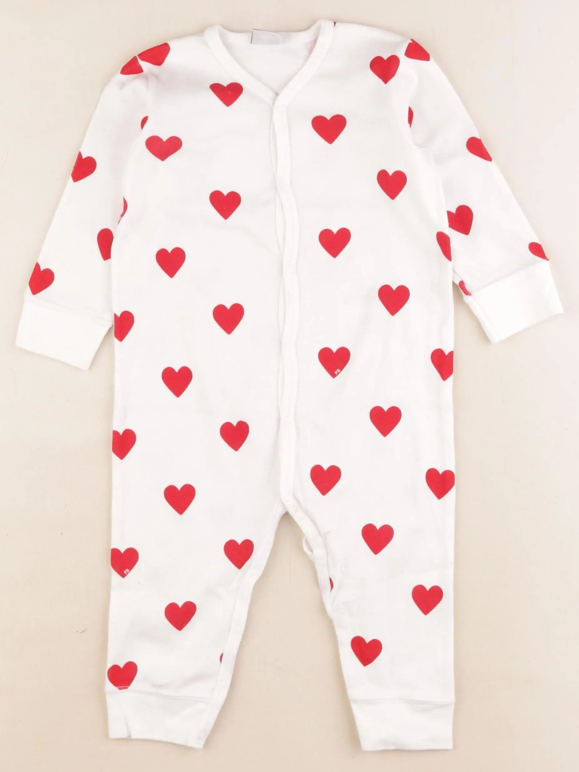 Petit Bateau - pyjama coton blanc, rouge - 18 mois