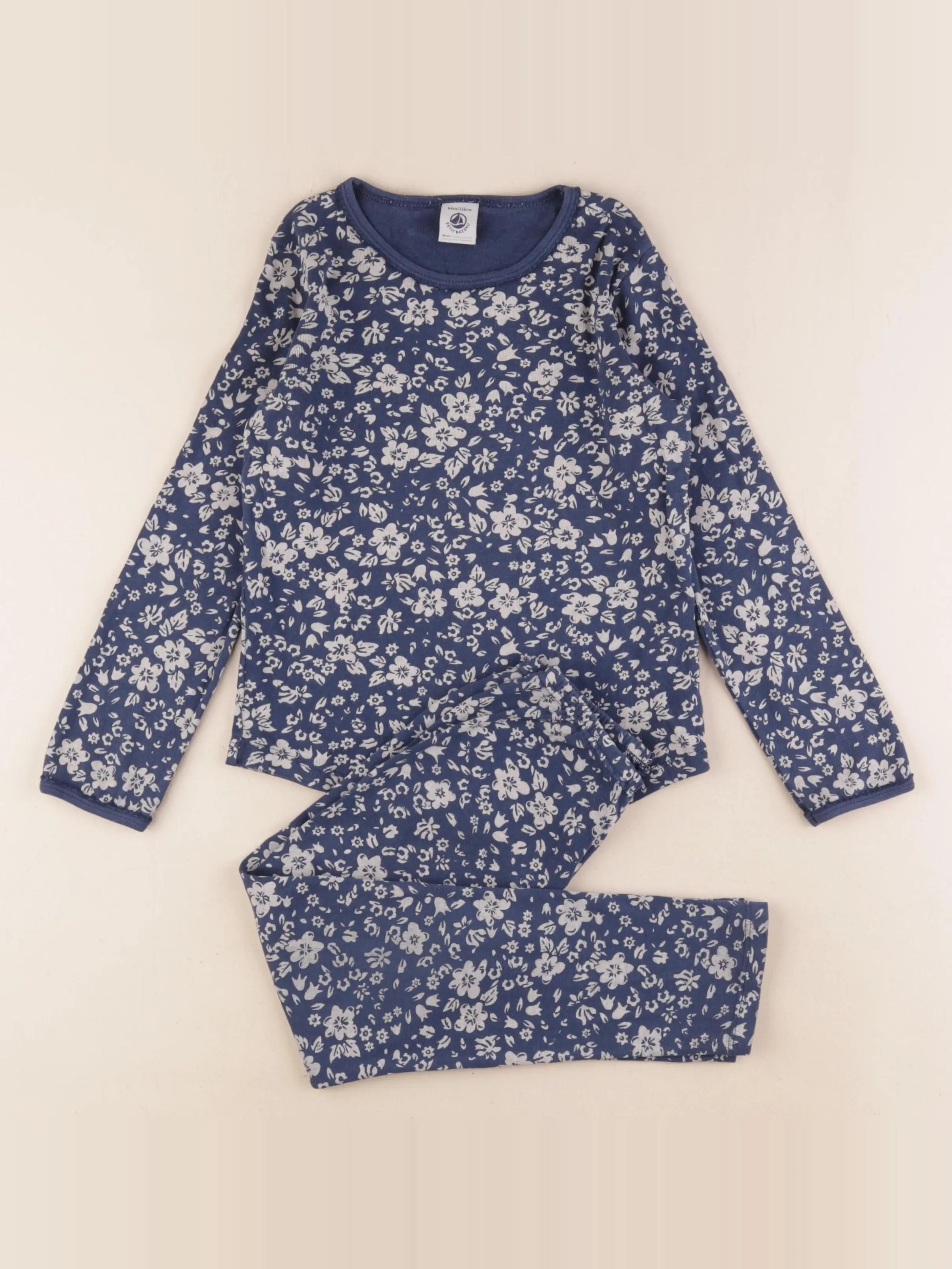 Petit Bateau - pyjama coton bleu - 6 ans