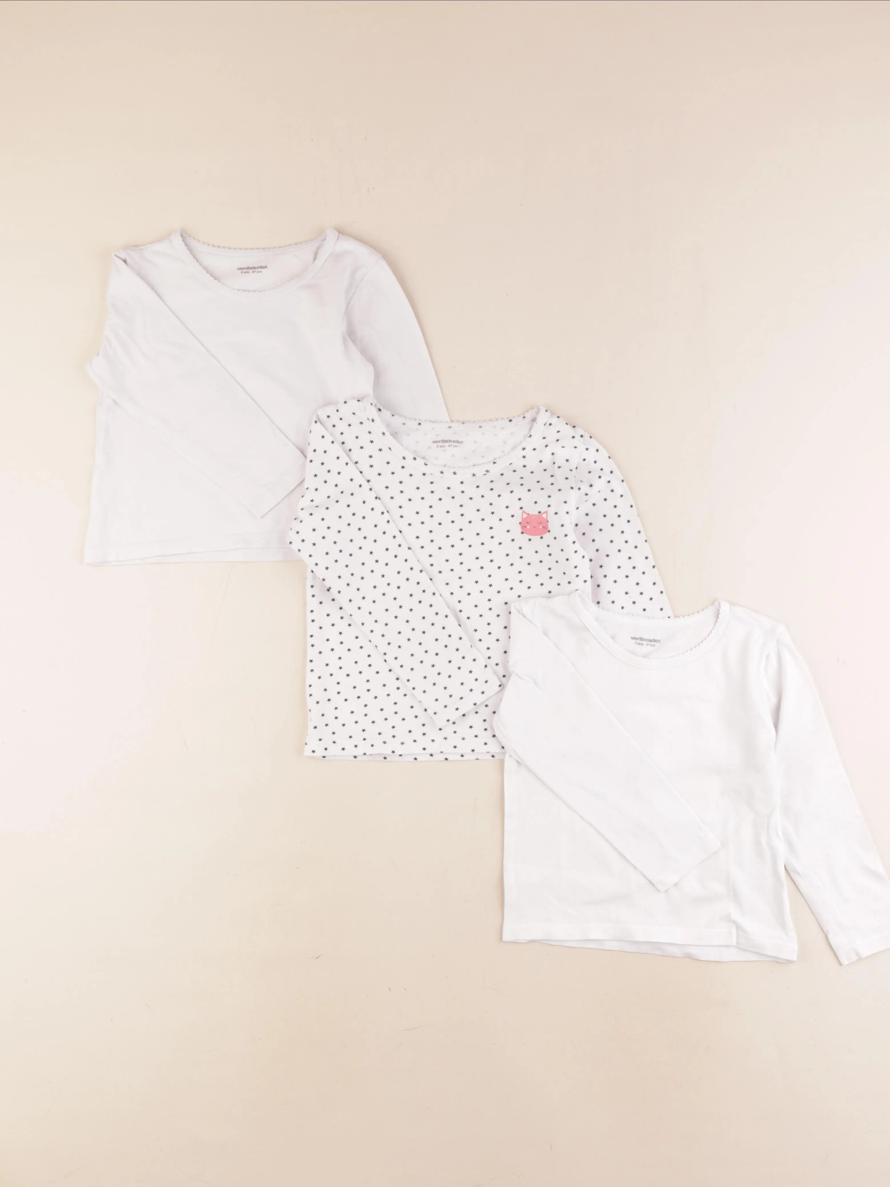 Vertbaudet - maillot de corps rose, blanc - 3 ans