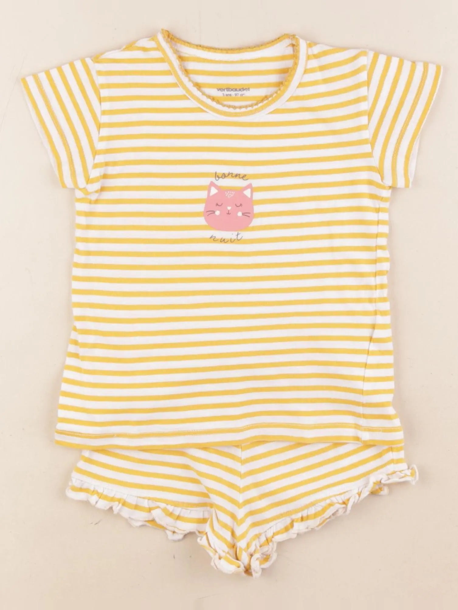 Vertbaudet - pyjama coton jaune - 3 ans