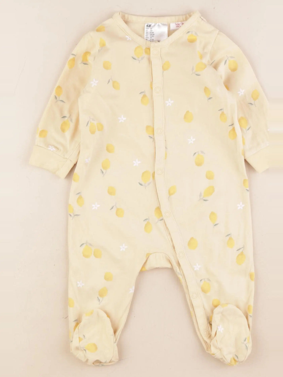 H&M - pyjama coton jaune - 4/6 mois