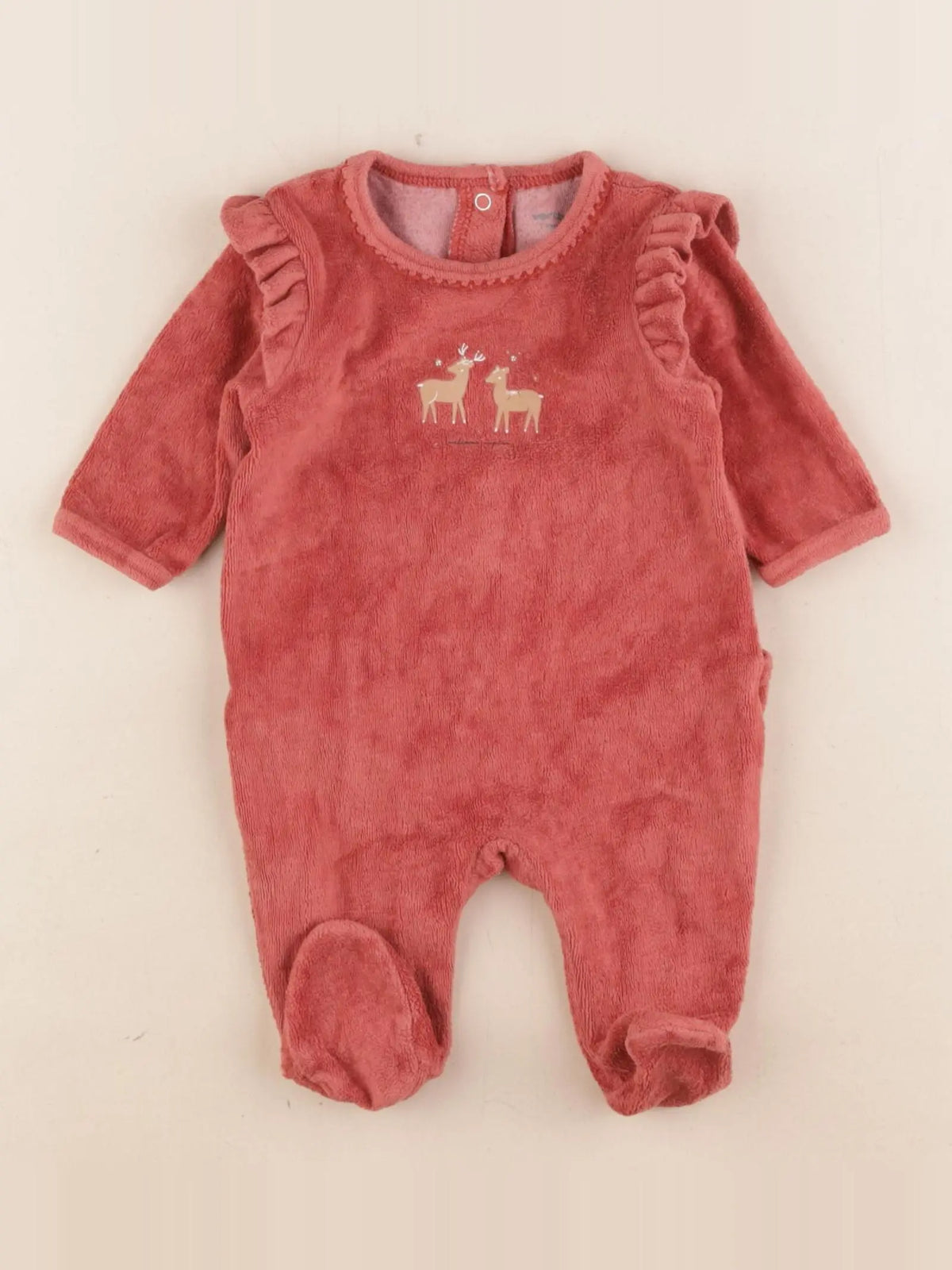 Vertbaudet - pyjama velours rouge - 1 mois