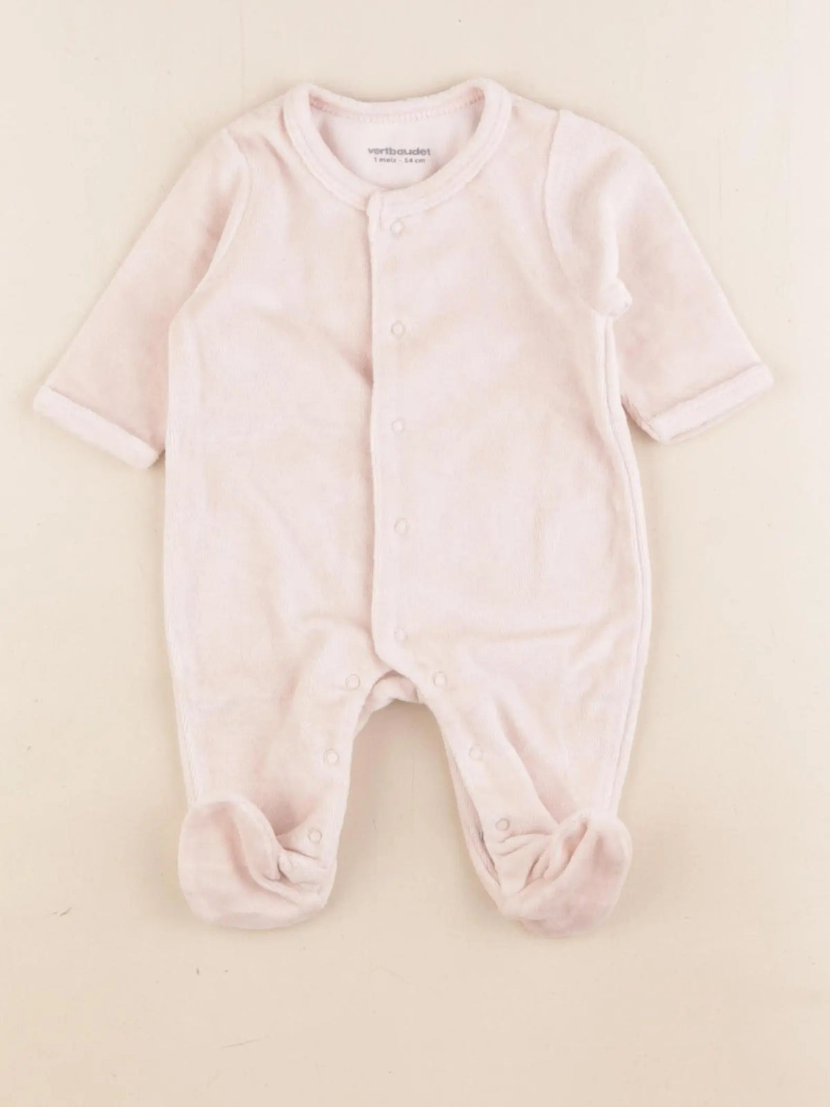 Vertbaudet - pyjama velours rose - 1 mois