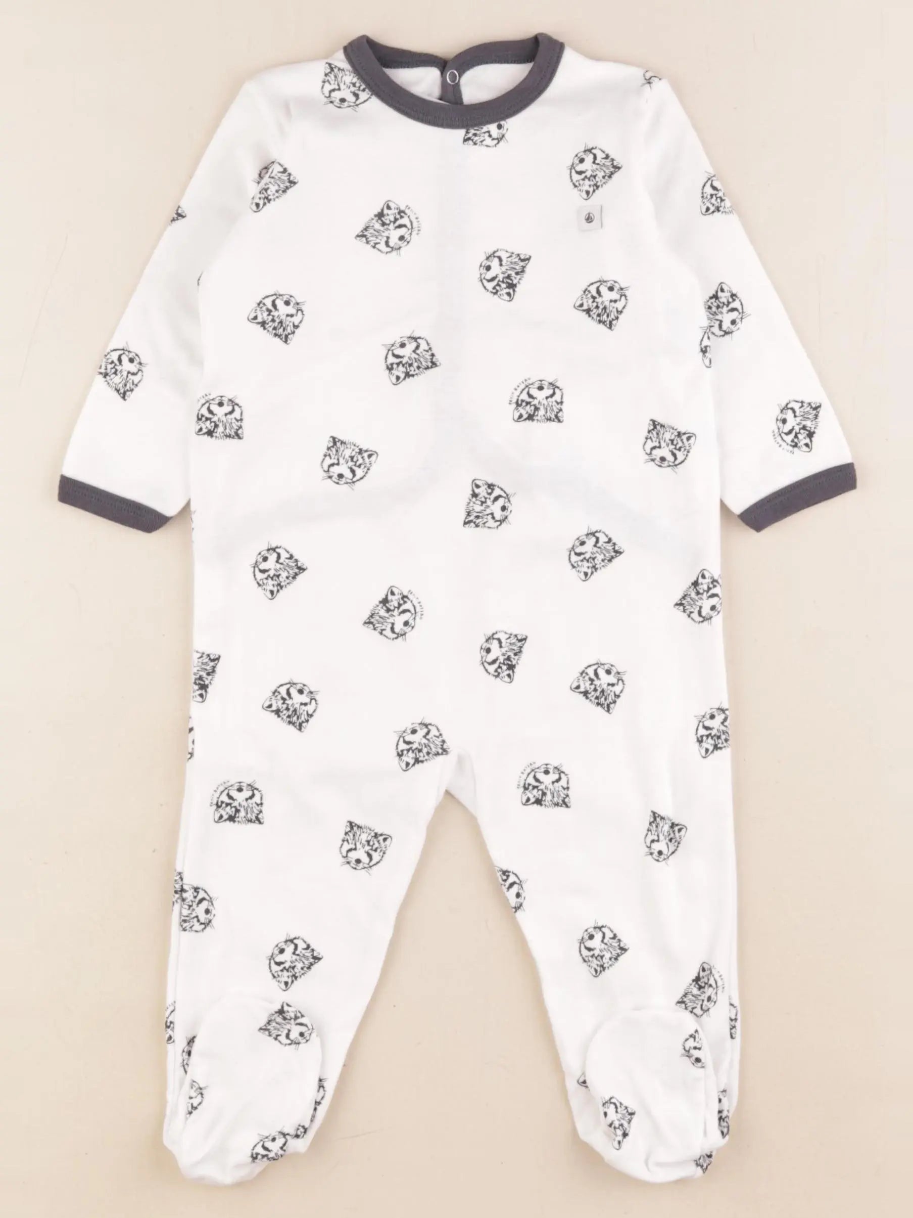 Petit Bateau - pyjama coton blanc - 12 mois