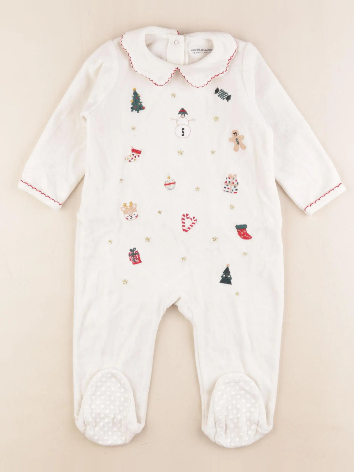 Vertbaudet - pyjama velours blanc - 18 mois