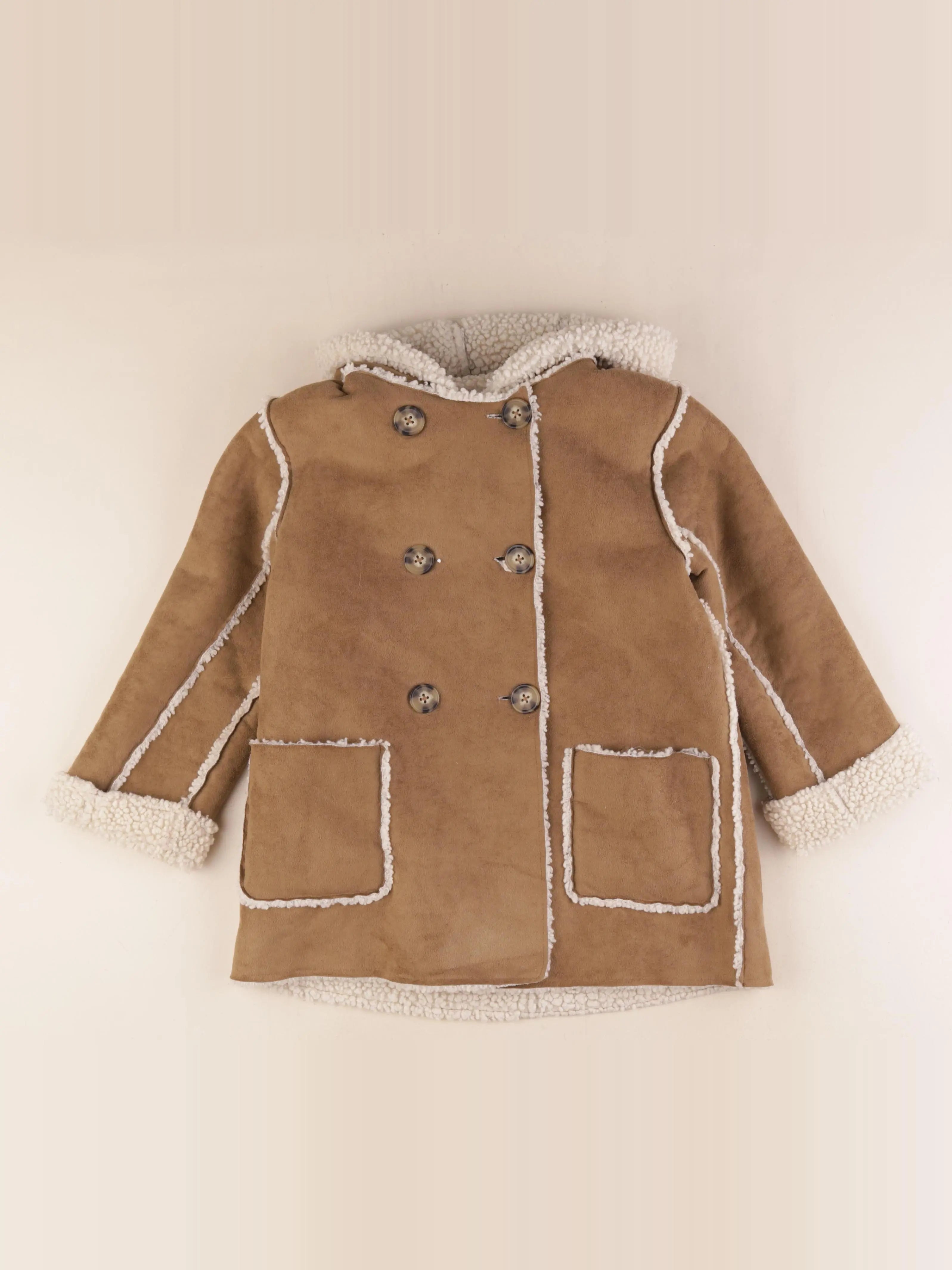 Vertbaudet - manteau réversible marron - 7 ans