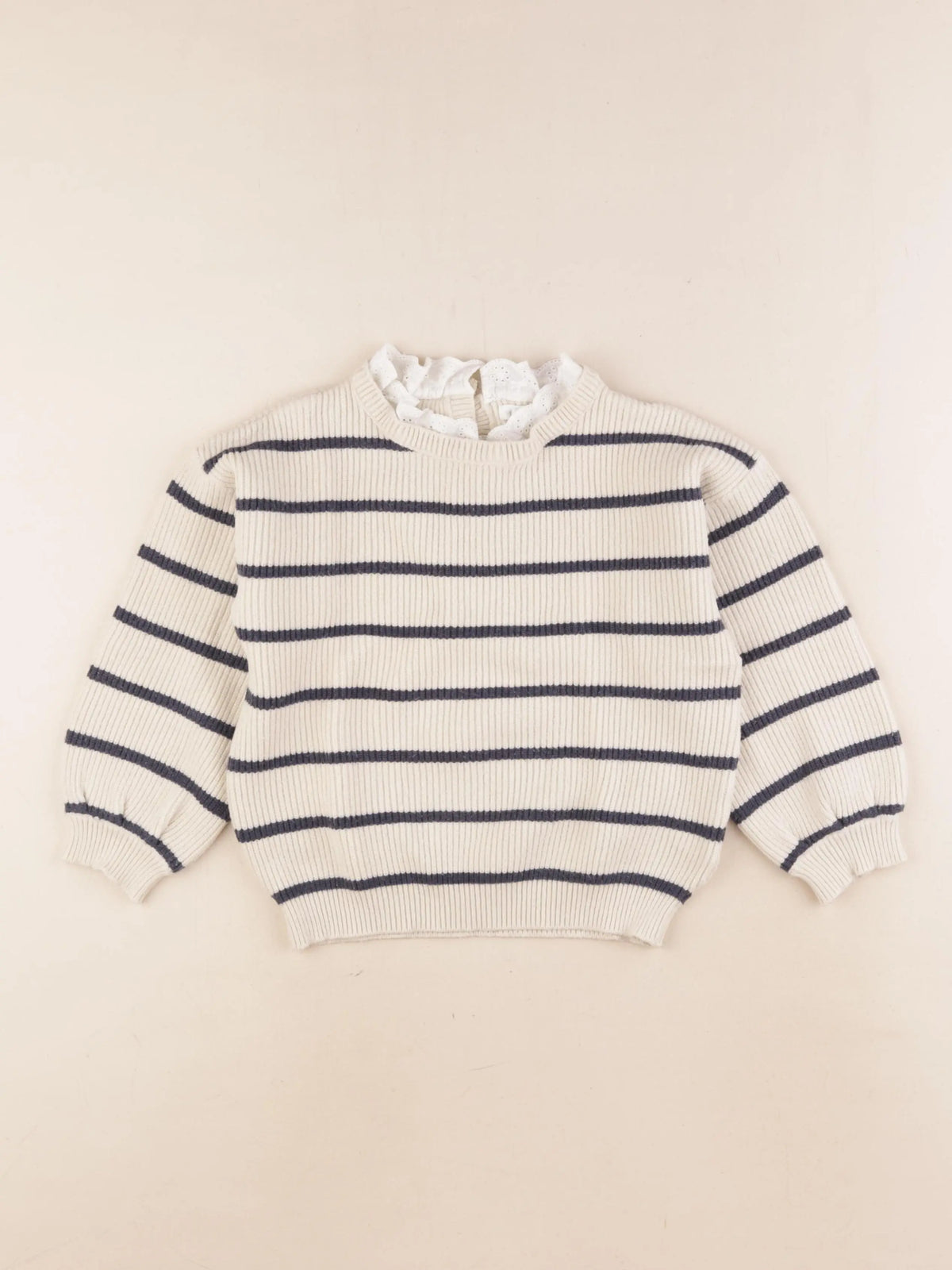 Vertbaudet - pull blanc, bleu - 6 ans