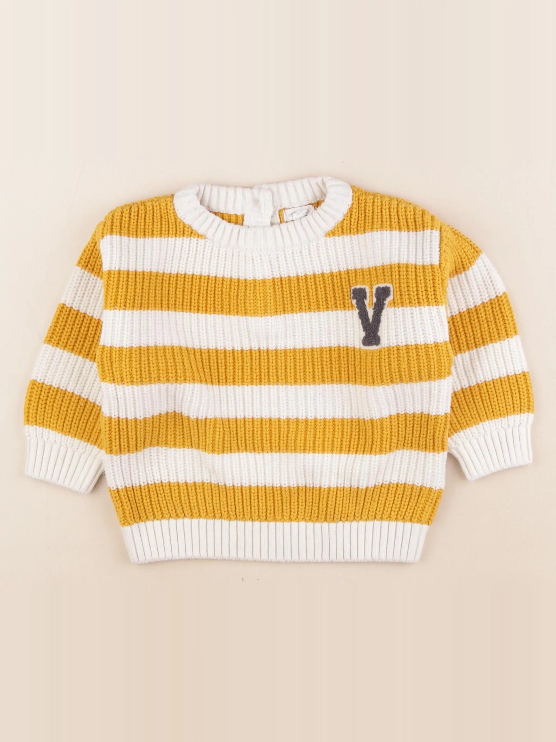 Vertbaudet - pull jaune, blanc - 24 mois