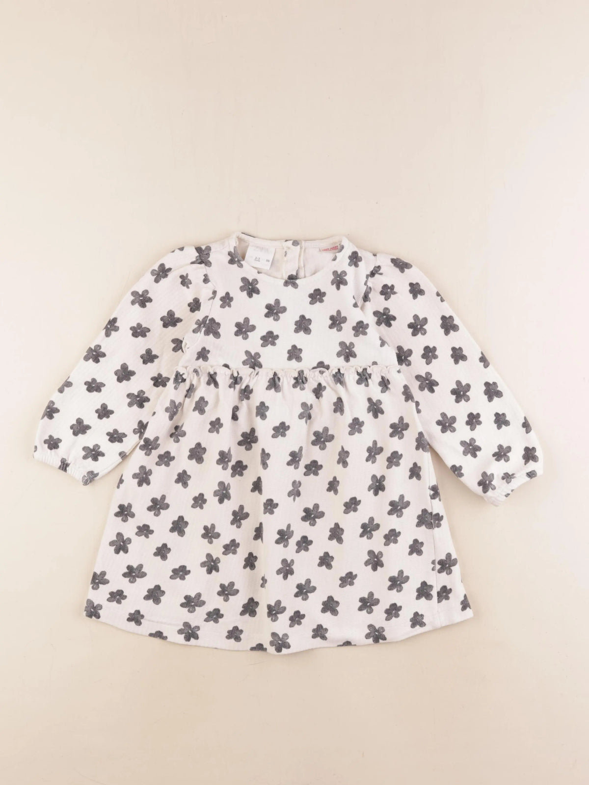 Zara - robe beige, gris - 2/3 ans