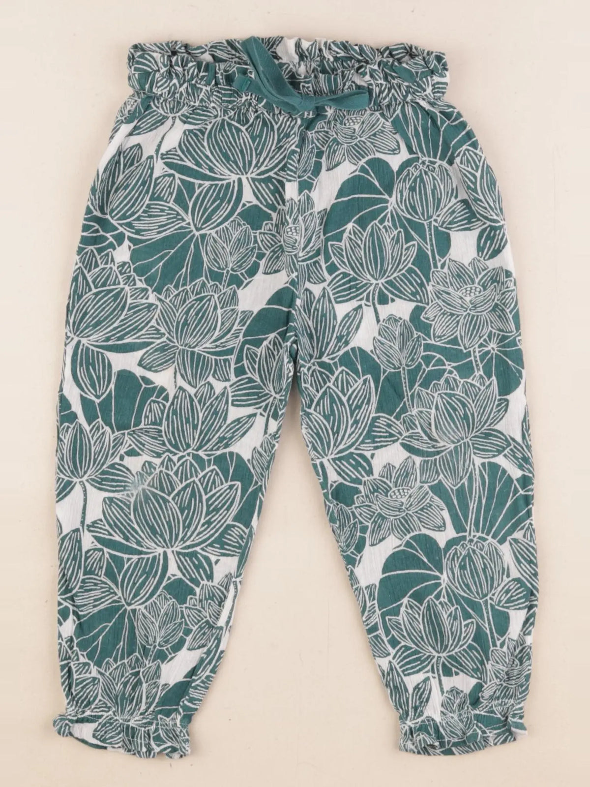 Boutchou - pantalon blanc, vert - 2 ans