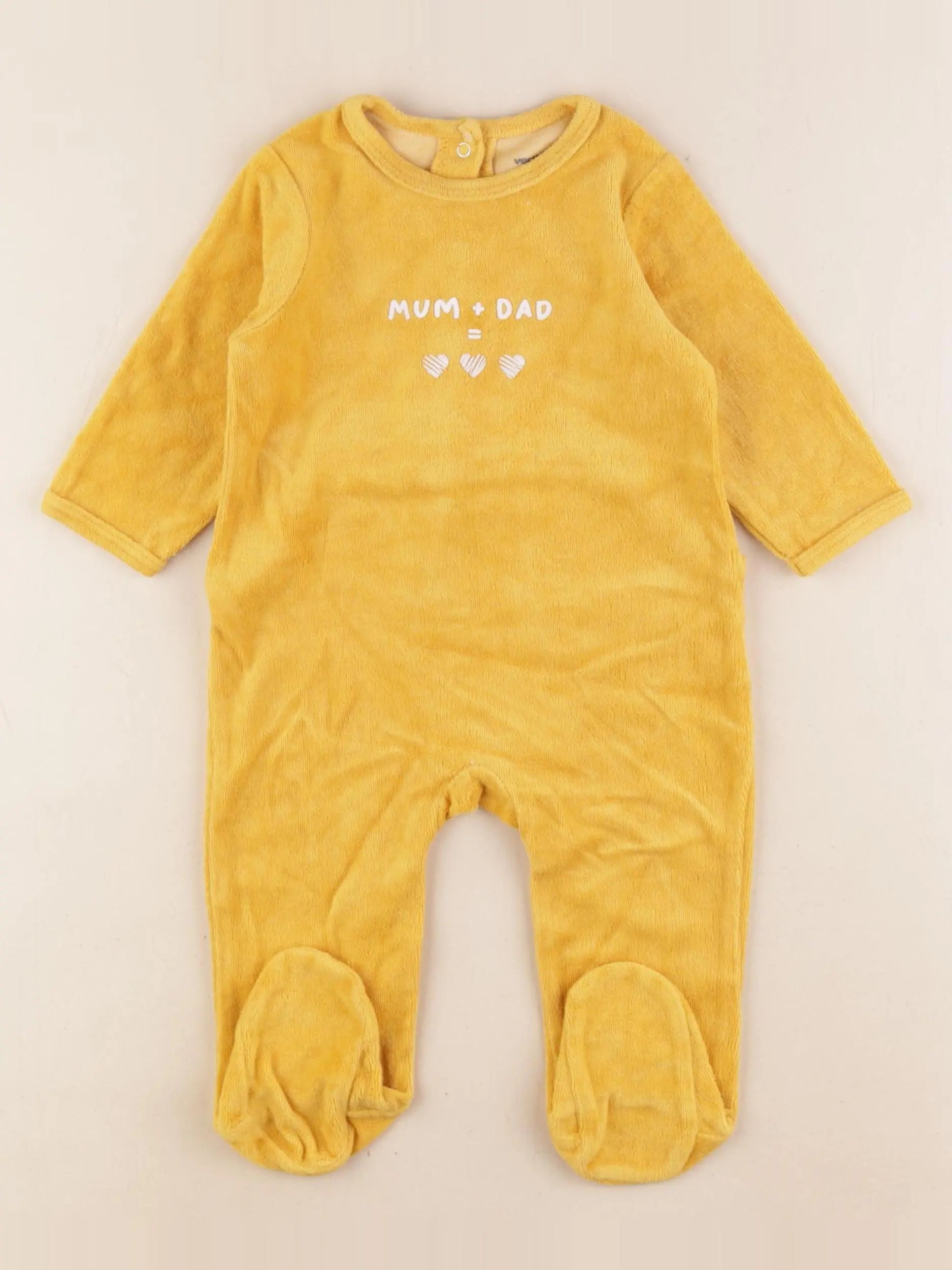 Vertbaudet - pyjama velours jaune - 9 mois