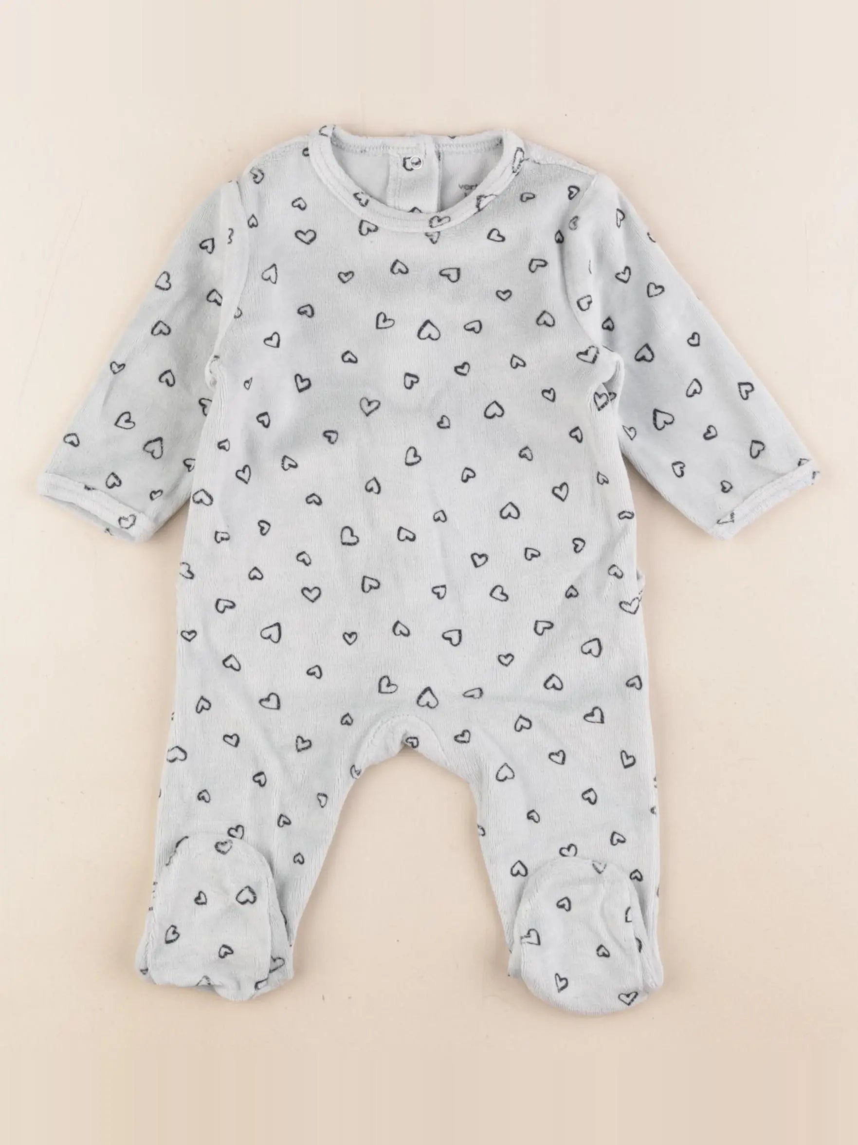 Vertbaudet - pyjama velours bleu - 3 mois