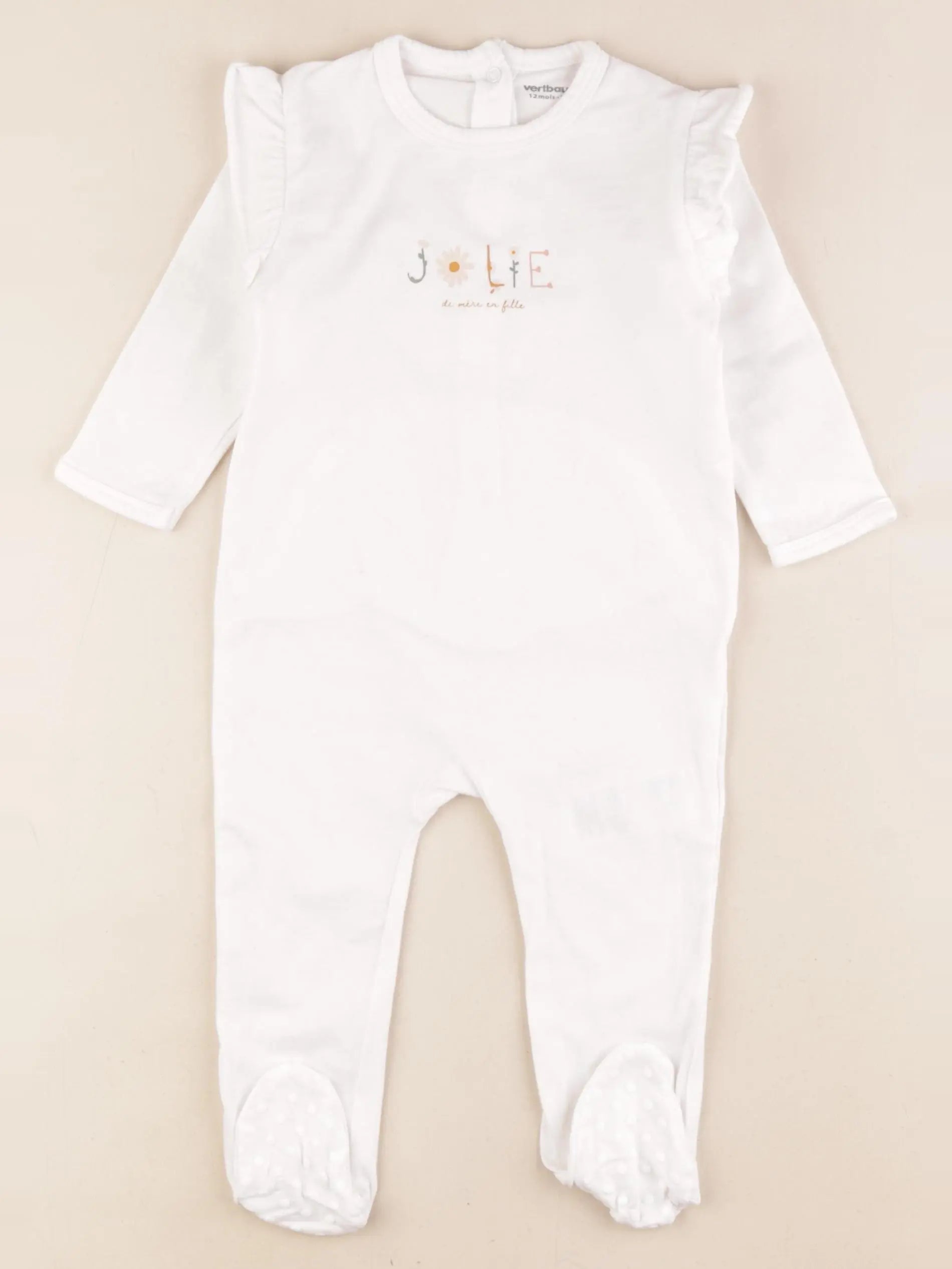 Vertbaudet - pyjama coton blanc - 12 mois