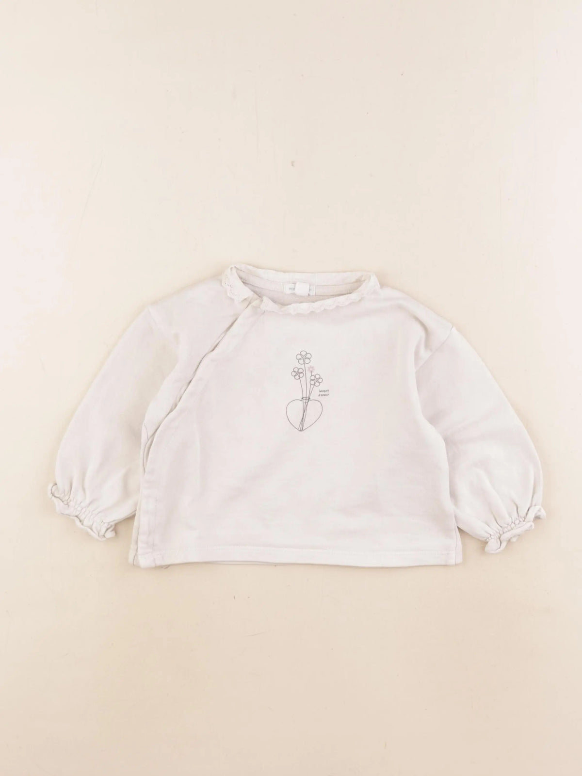 Vertbaudet - sweat beige - 12 mois