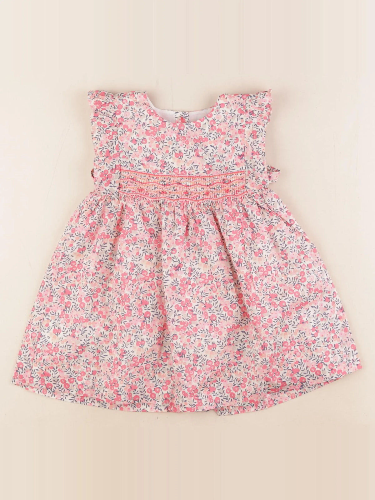Cyrillus - robe blanc, rose - 2 ans