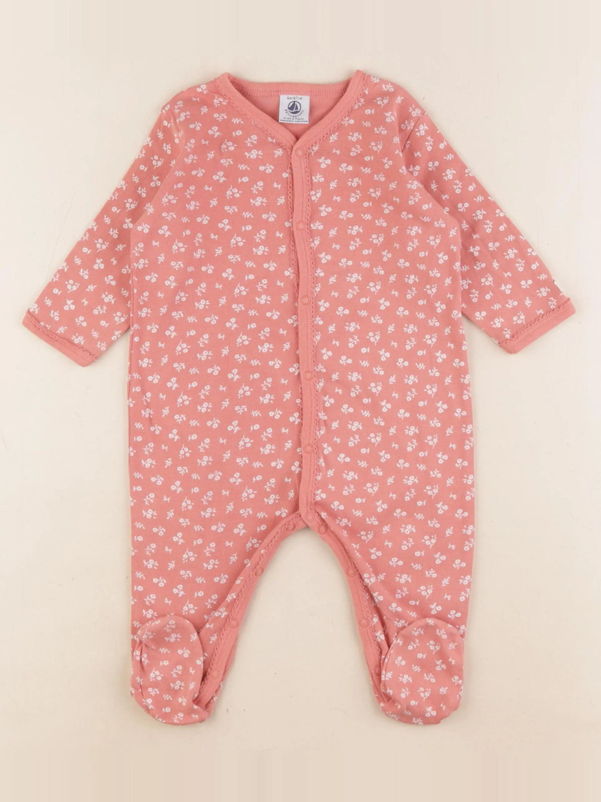 Petit Bateau - pyjama coton rose - 6 mois