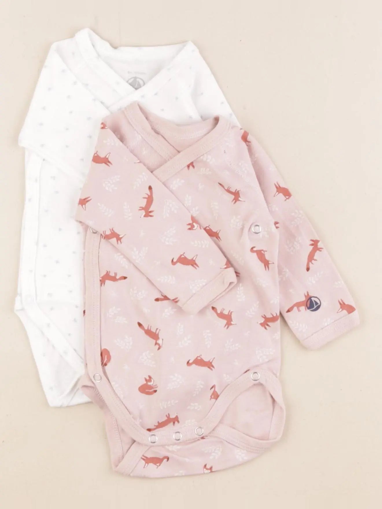 Petit Bateau - lot de 2 bodies en coton blanc, rose - 3 mois