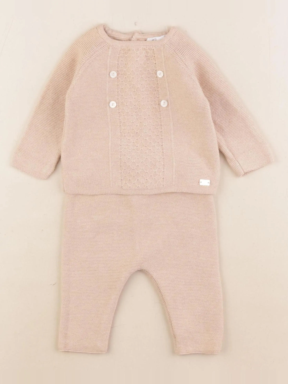 Tartine & Chocolat - ensemble coton beige - 3 mois