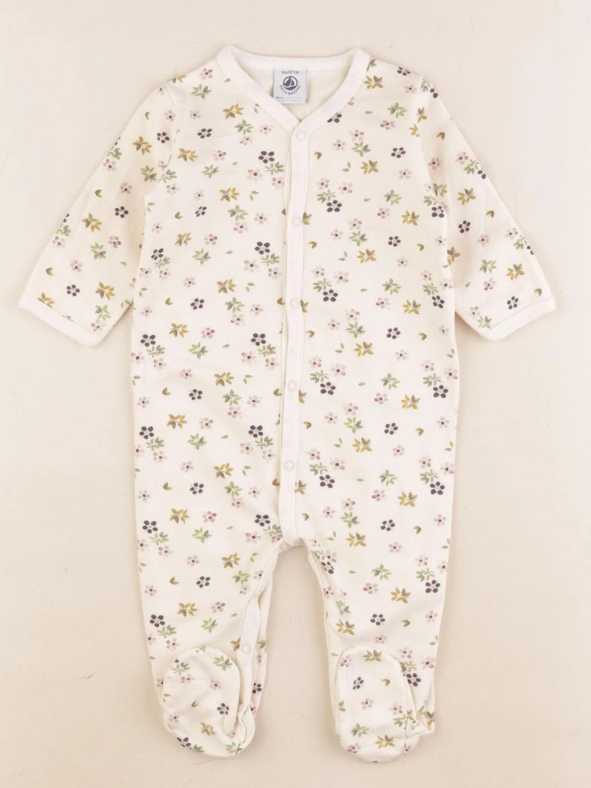 Petit Bateau - pyjama coton beige - 6 mois