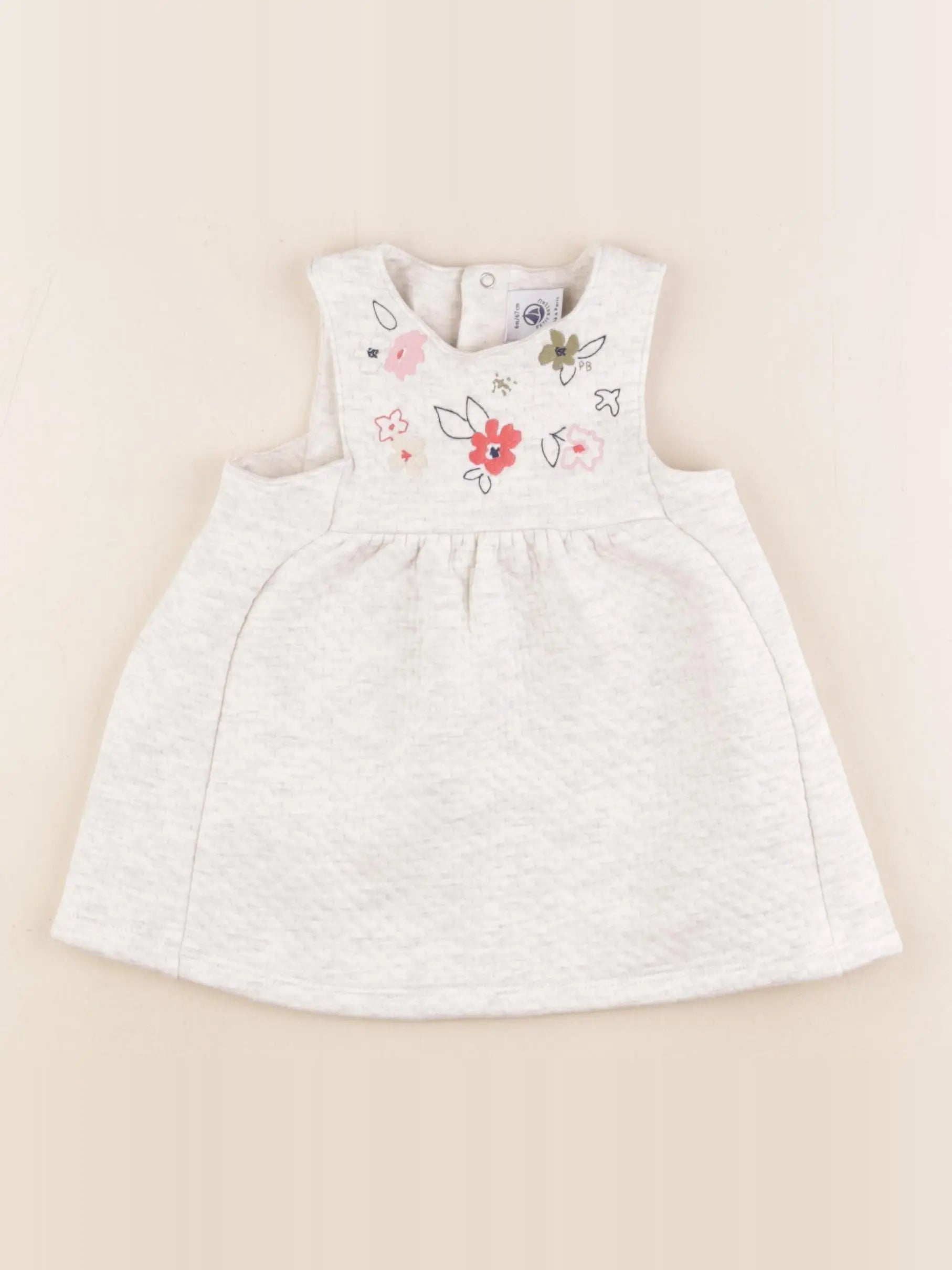 Petit Bateau - robe coton beige - 6 mois