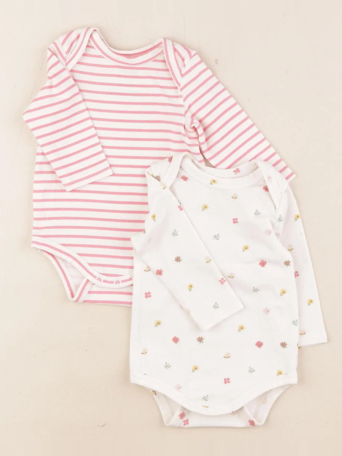 Tape à l'oeil - lot de 2 bodies en coton beige, rose - 1 mois