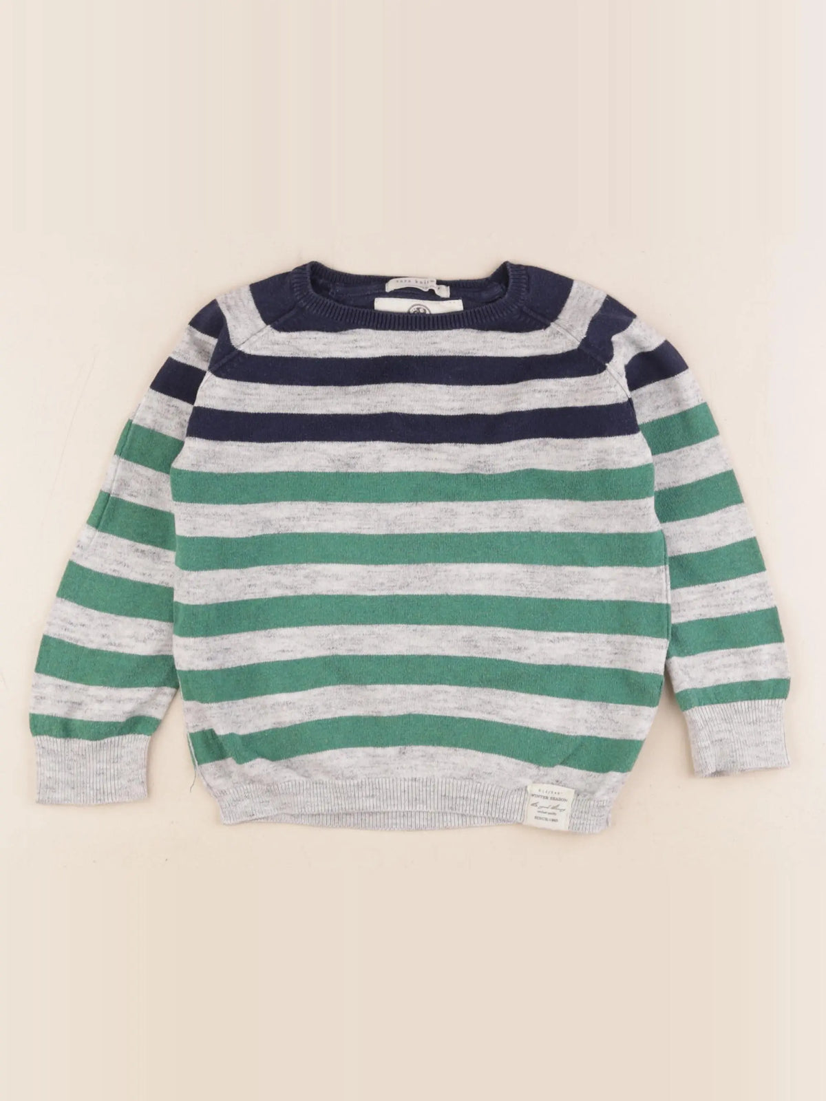 Zara - pull bleu, gris - 2/3 ans