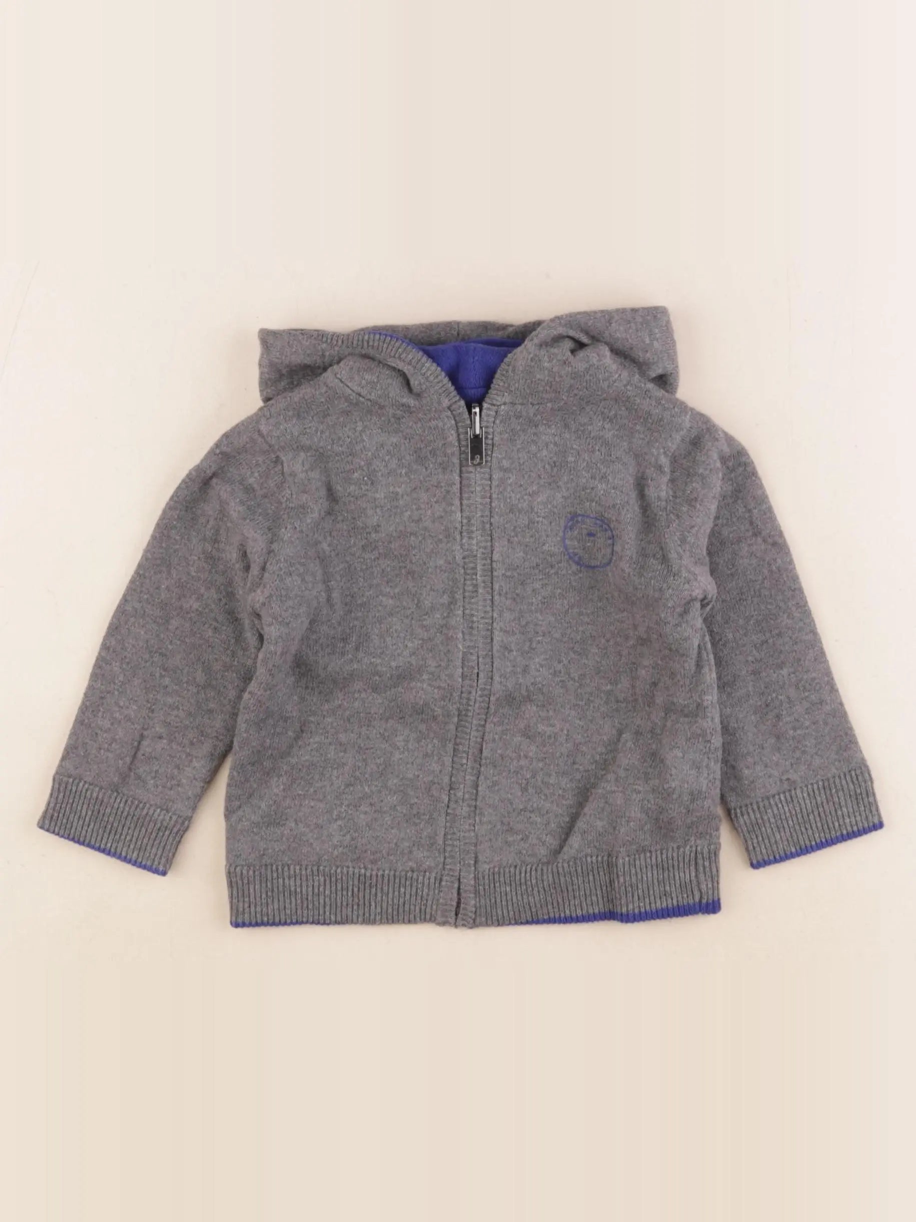 Jacadi - gilet réversible gris, bleu - 12 mois