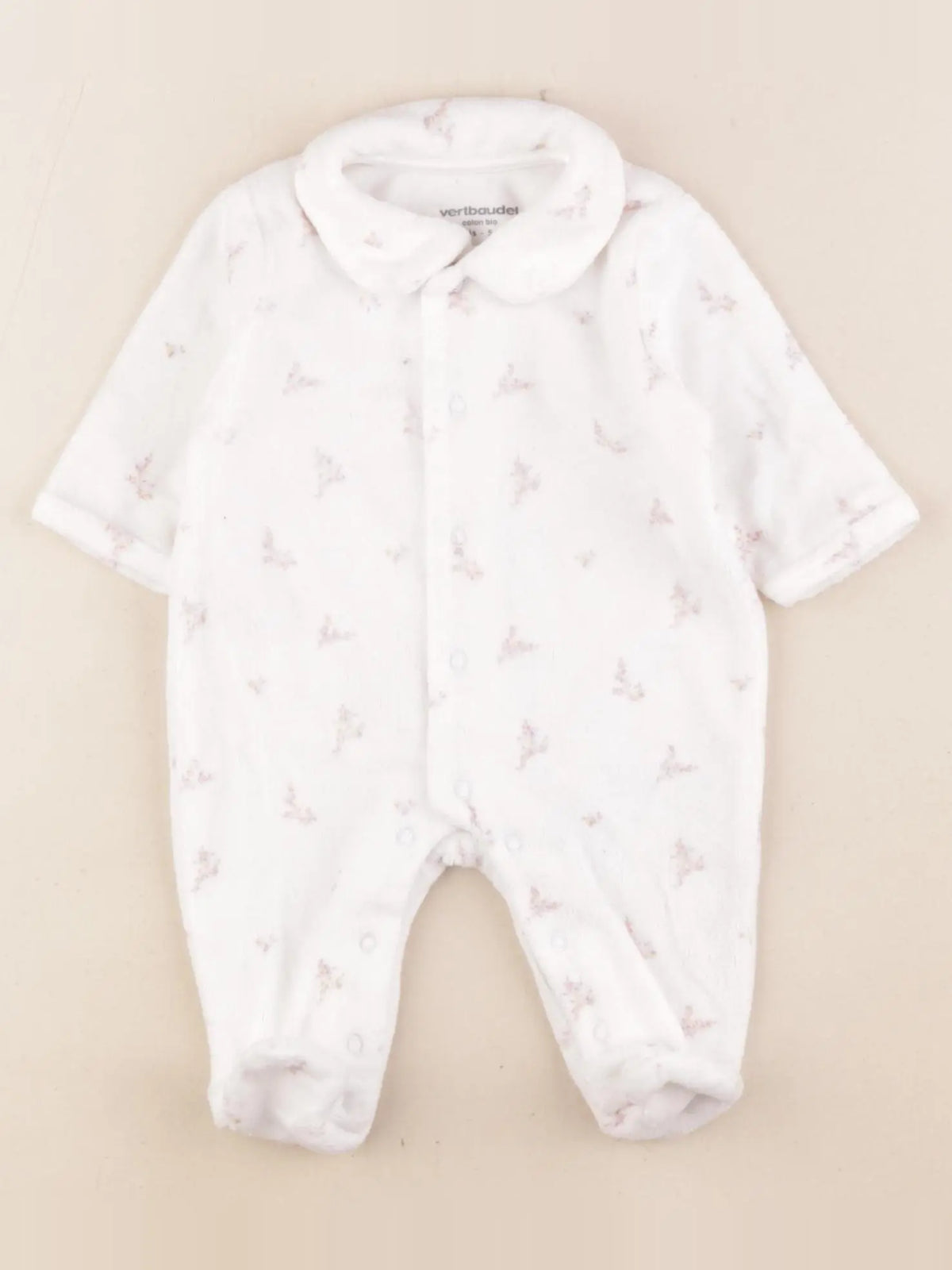 Vertbaudet - pyjama velours blanc - 1 mois