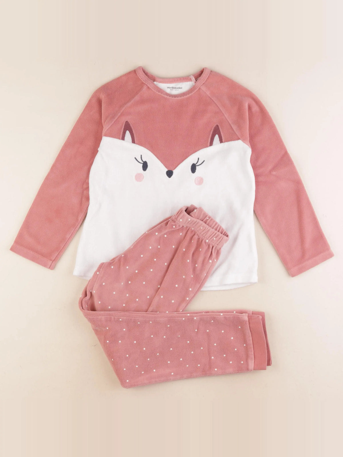 Vertbaudet - pyjama velours rose - 8 ans