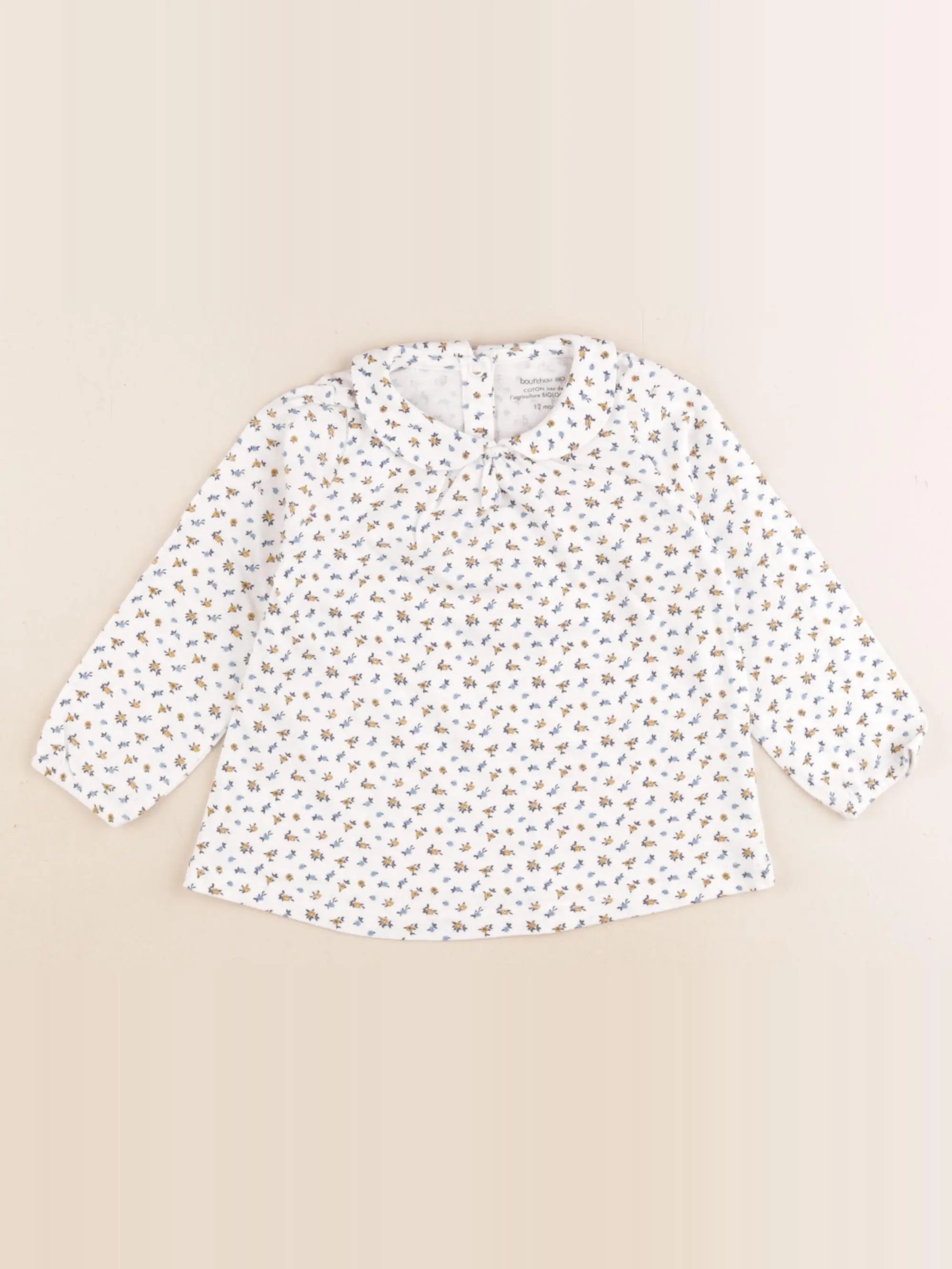 Boutchou - tee-shirt blanc, bleu - 1 an