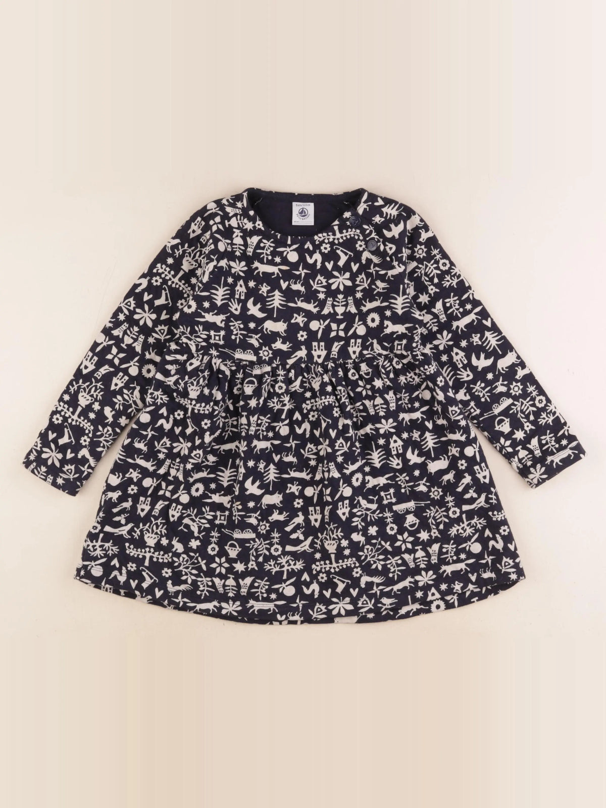 Petit Bateau - robe bleu, blanc - 5 ans