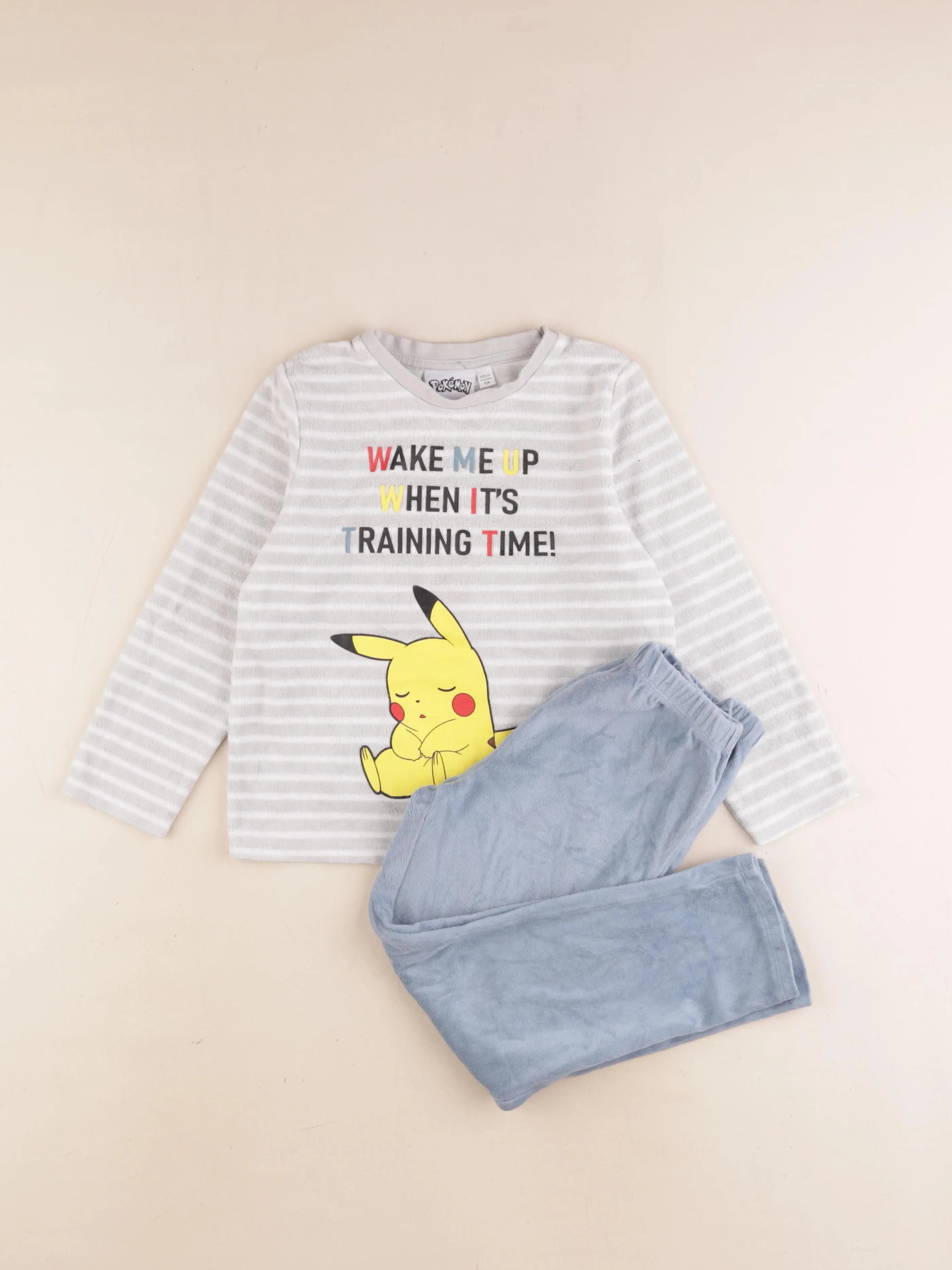 Vertbaudet - pyjama velours gris, bleu - 5 ans