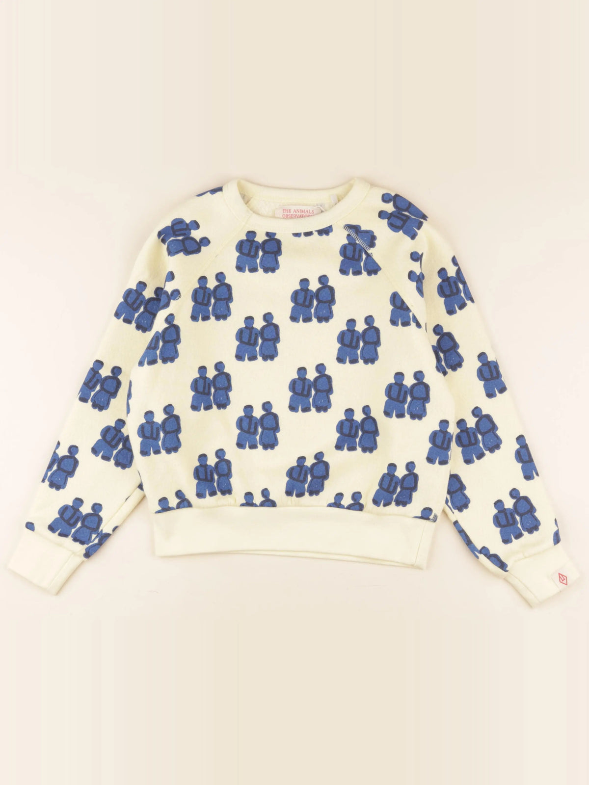 Sweat beige, bleu