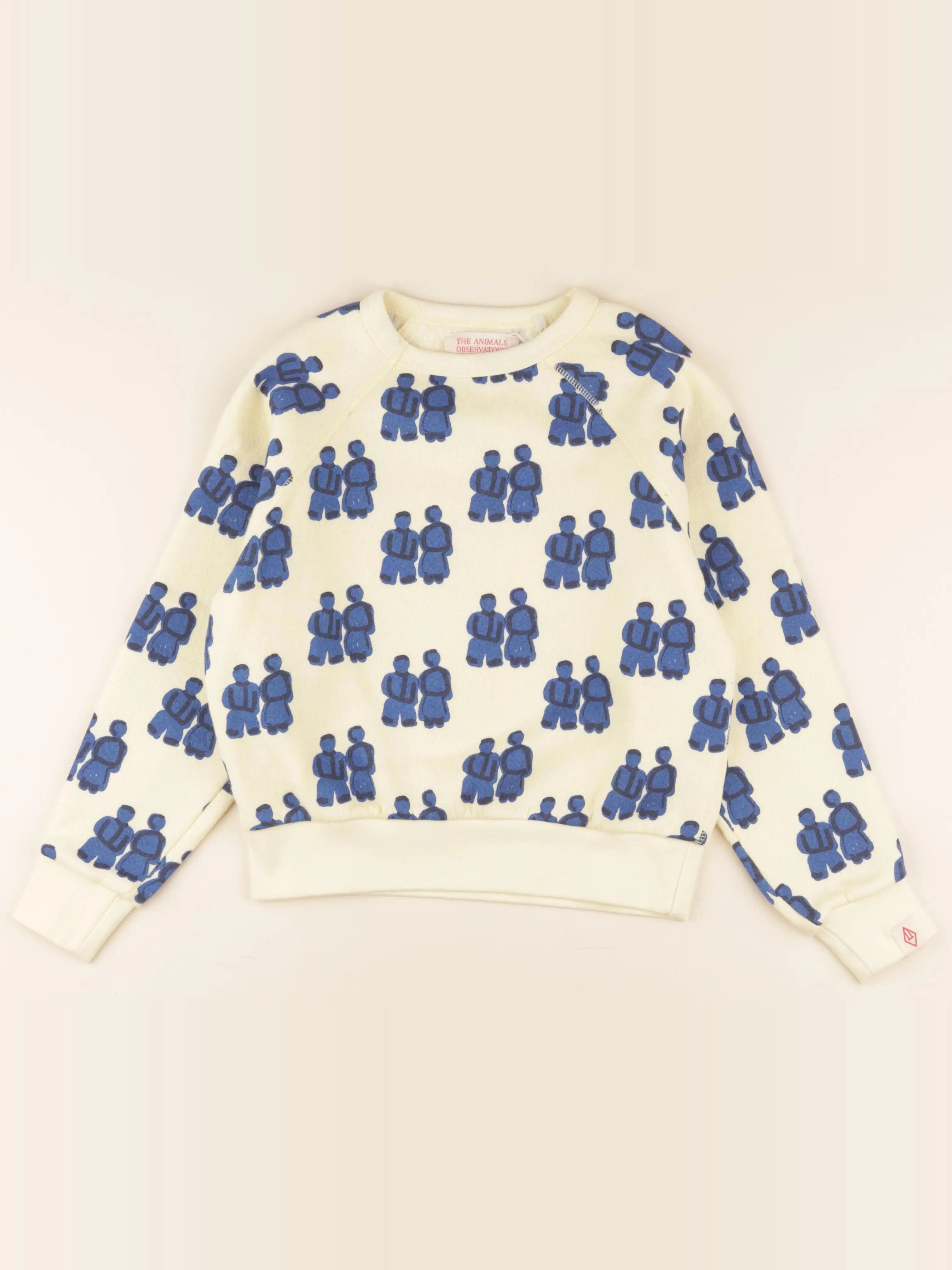 Sweat beige, bleu