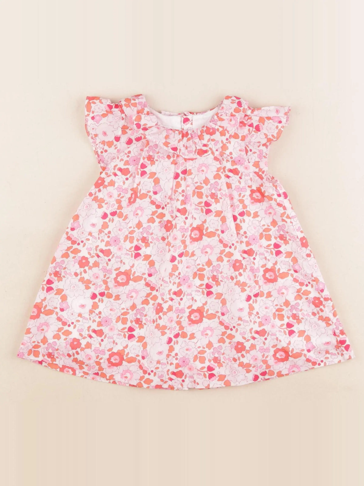 Jacadi - robe liberty rouge, rose - 6 mois