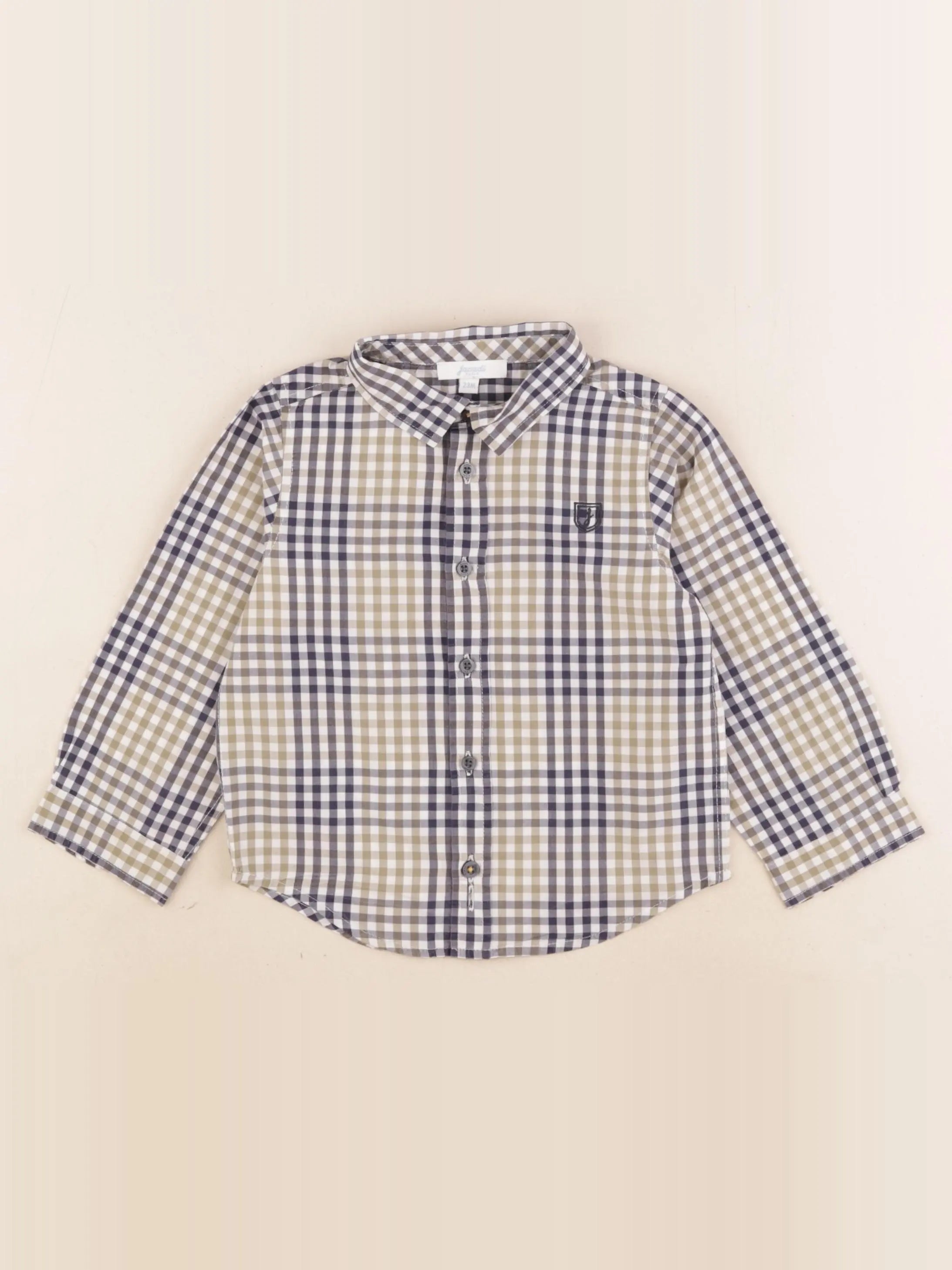 Jacadi - chemise blanc, bleu, marron - 24 mois
