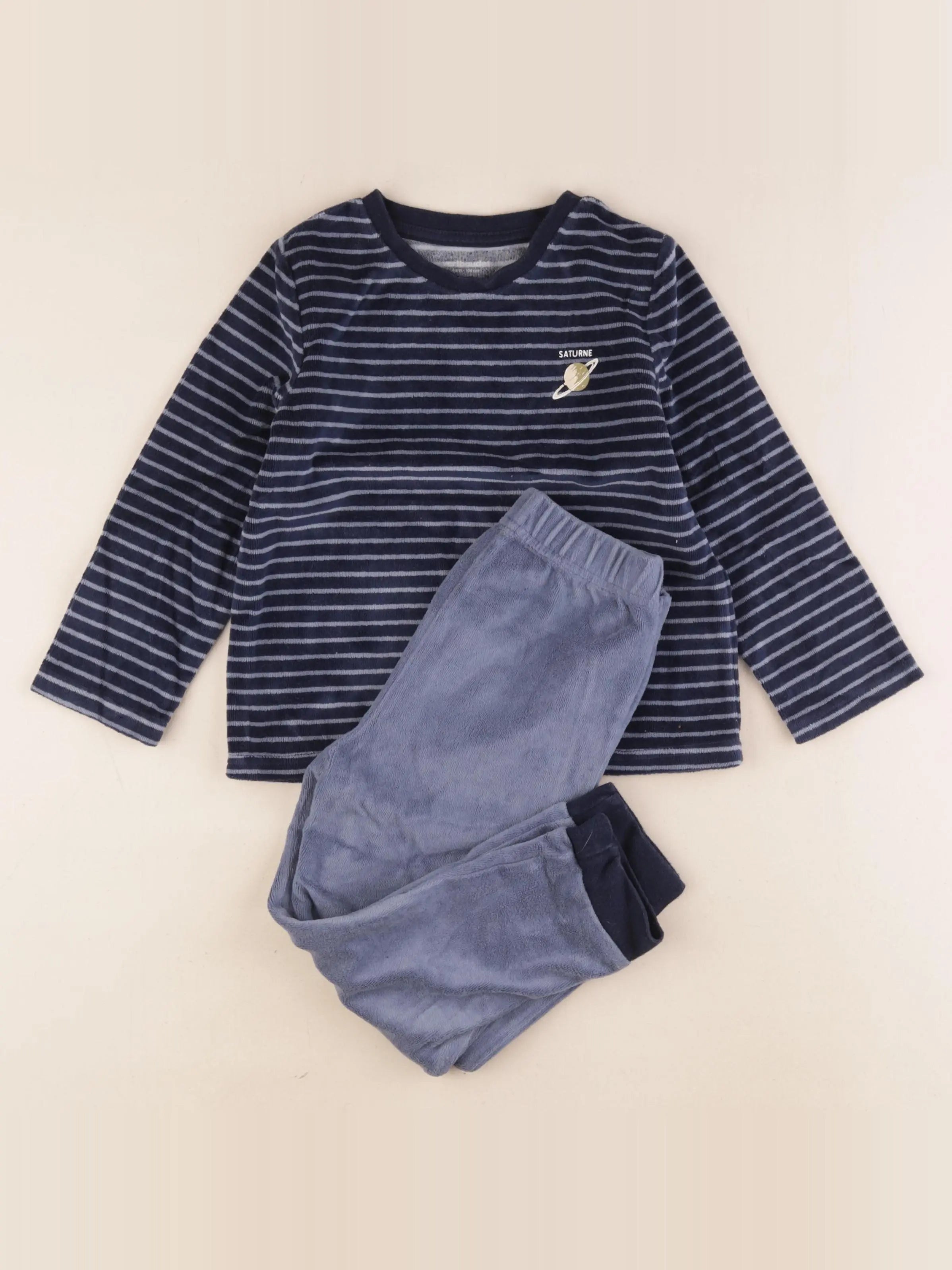 Vertbaudet - pyjama velours bleu - 4 ans
