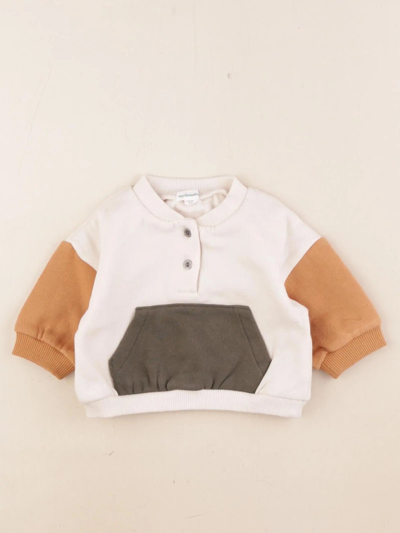 Vertbaudet - sweat beige - 3 mois