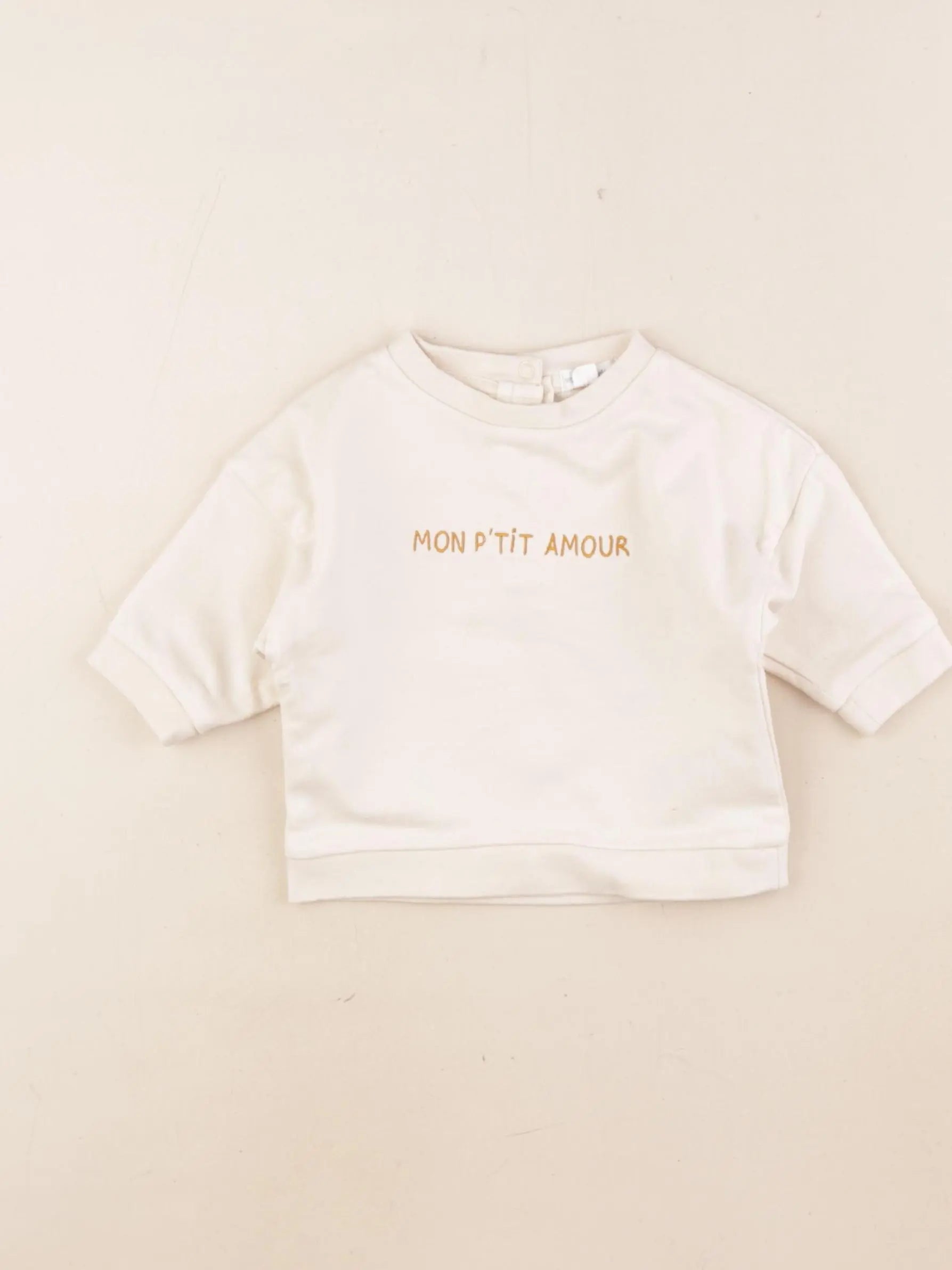 Vertbaudet - sweat beige, or - 3 mois