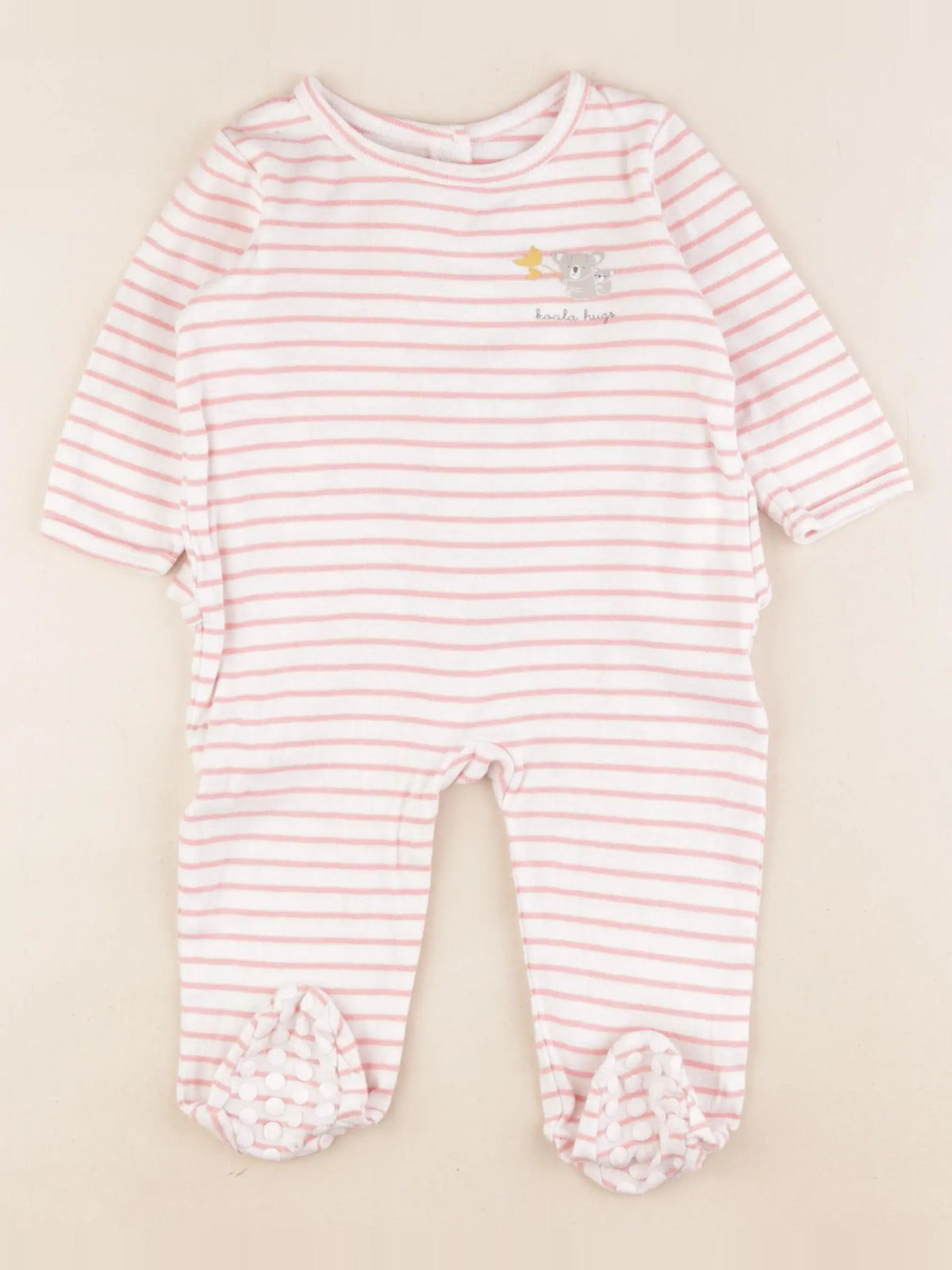 Vertbaudet - pyjama coton blanc, rose - 1 an