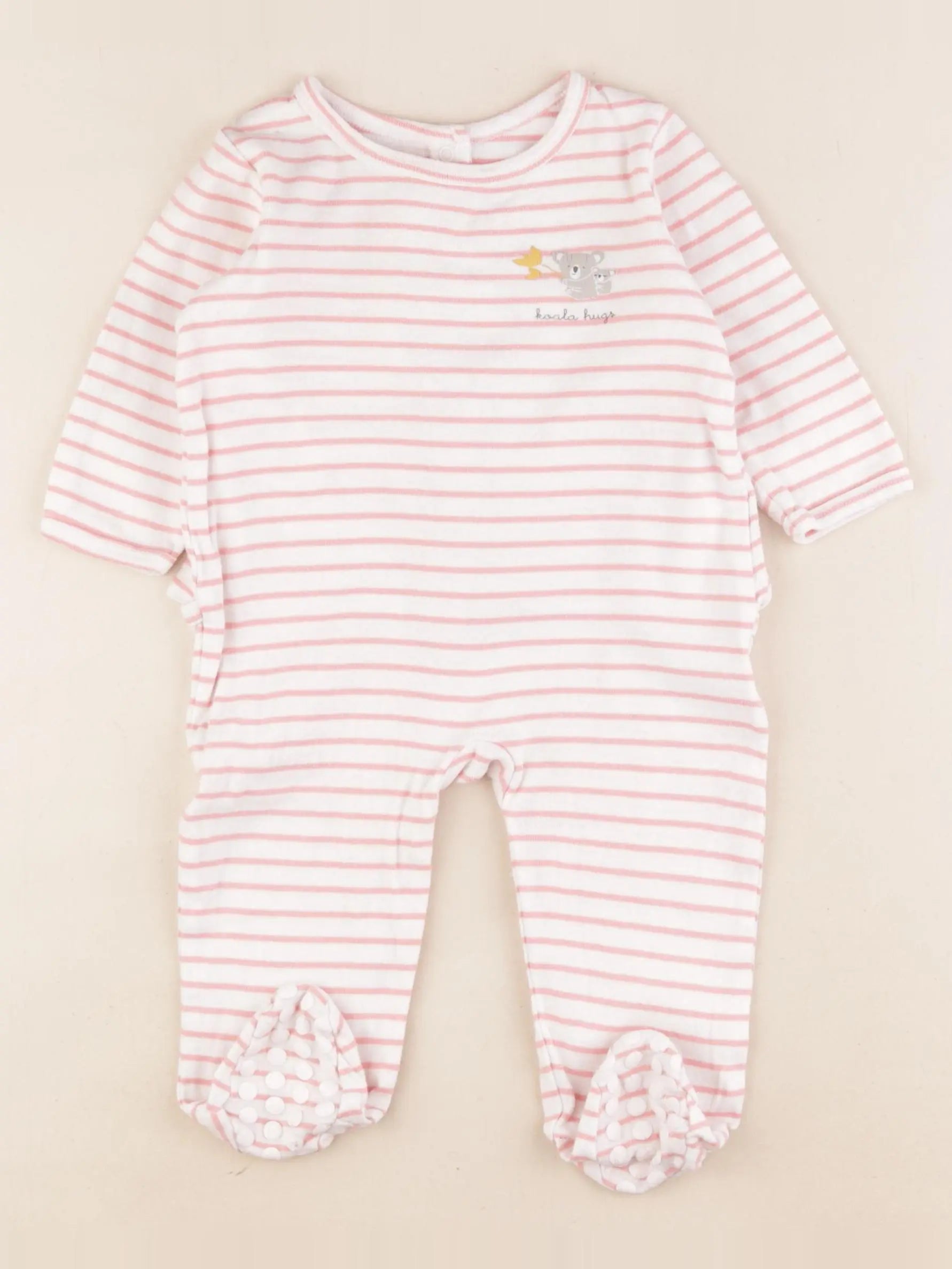 Vertbaudet - pyjama coton blanc, rose - 1 an