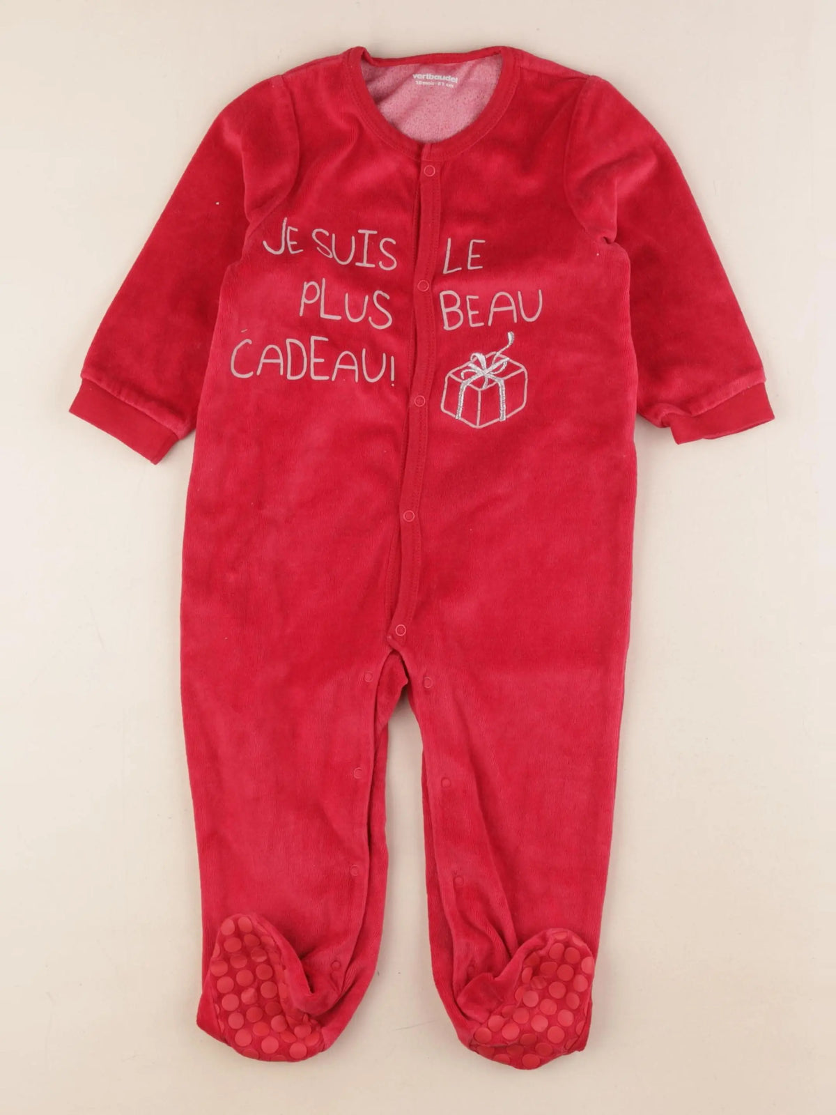 Vertbaudet - pyjama velours rouge, argent - 18 mois