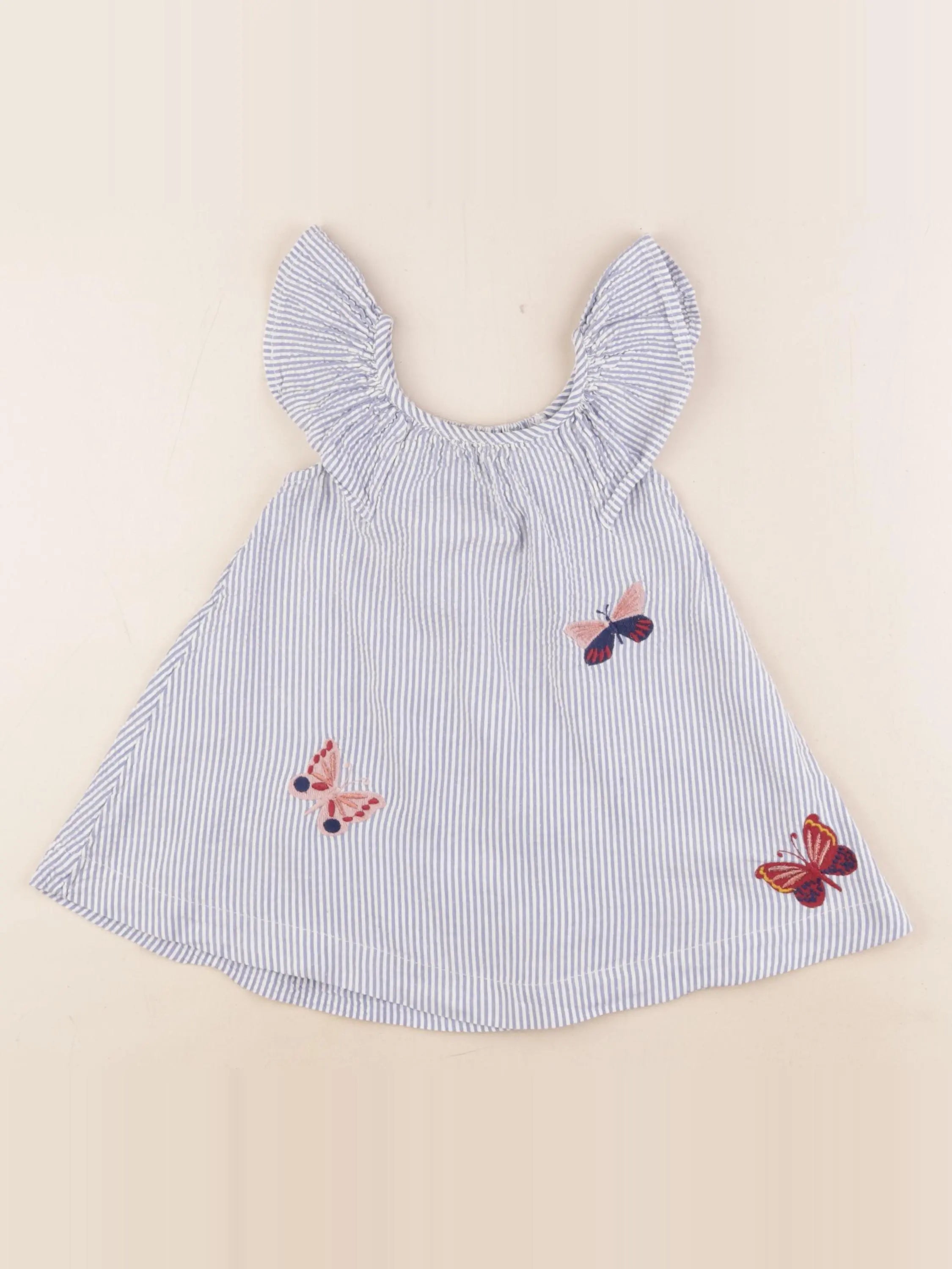Vertbaudet - robe bleu, blanc - 2 ans